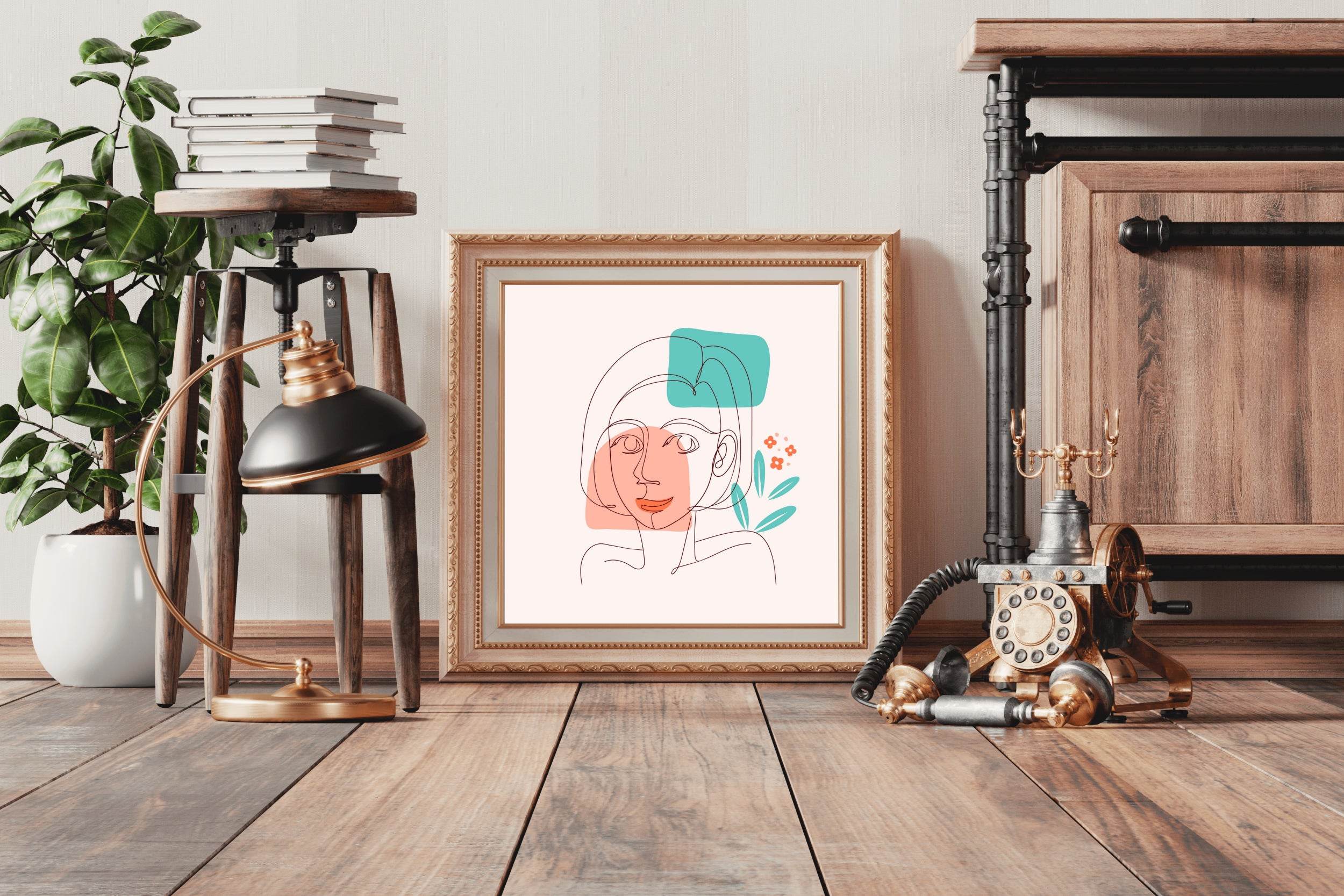 Color Drawing of Woman Face By Hand Wall Art - beink online art store