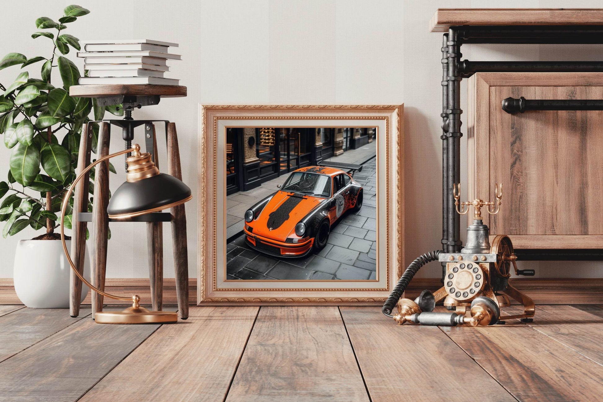 Black and Orange Porsche Wall Art - beink online art store