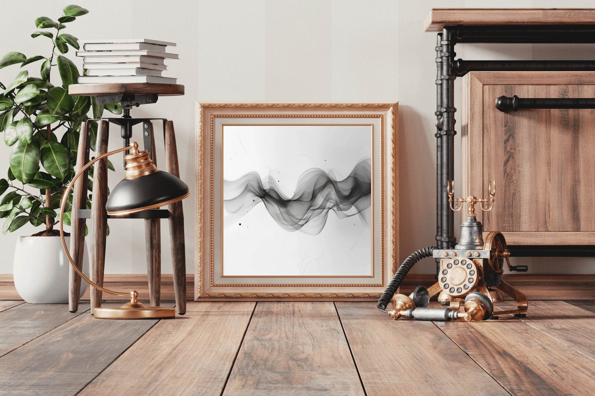 Grayscale Flow - Flowing Lines in Gray Shades Wall Art - beink online art store