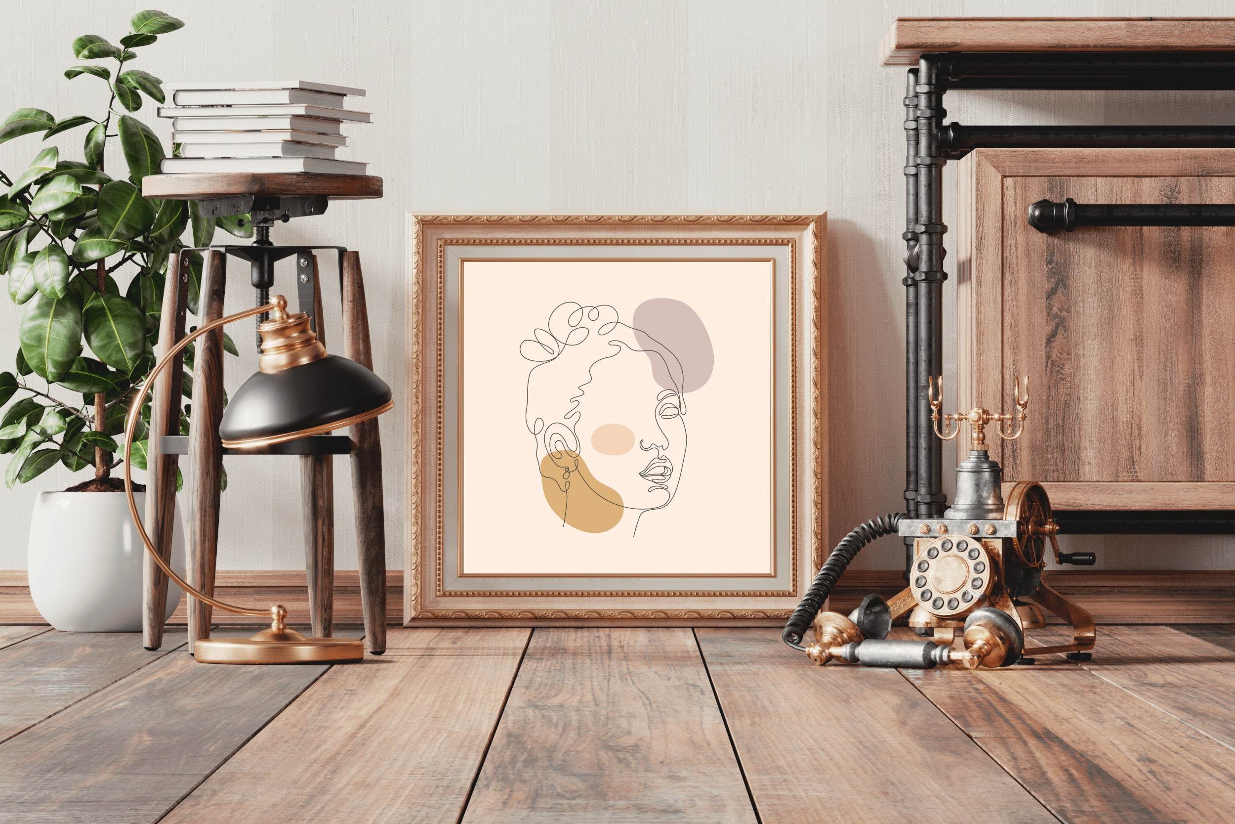 Woman Face With One Eye Line Art - beink online art store