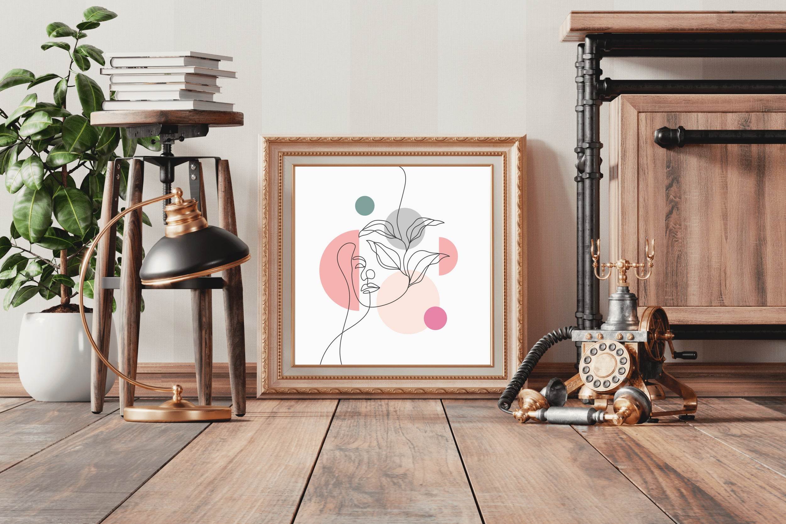 Line Drawing of The Flower Queen Wll Art - beink online art store
