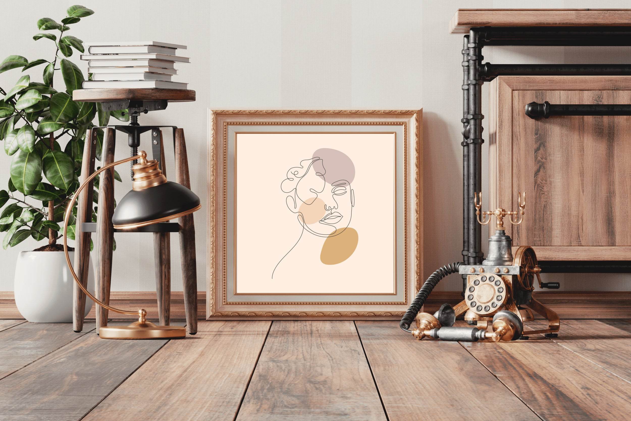 Woman Face With Flower Line Art - beink online art store