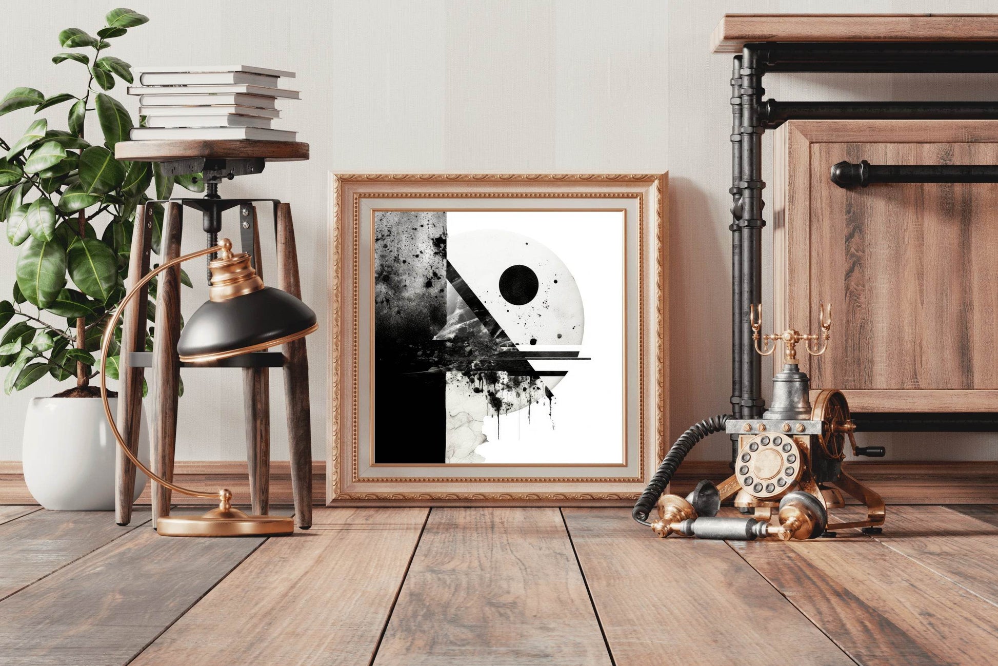 Black and White Geometric Shape Abstract Wall Art - beink online art store