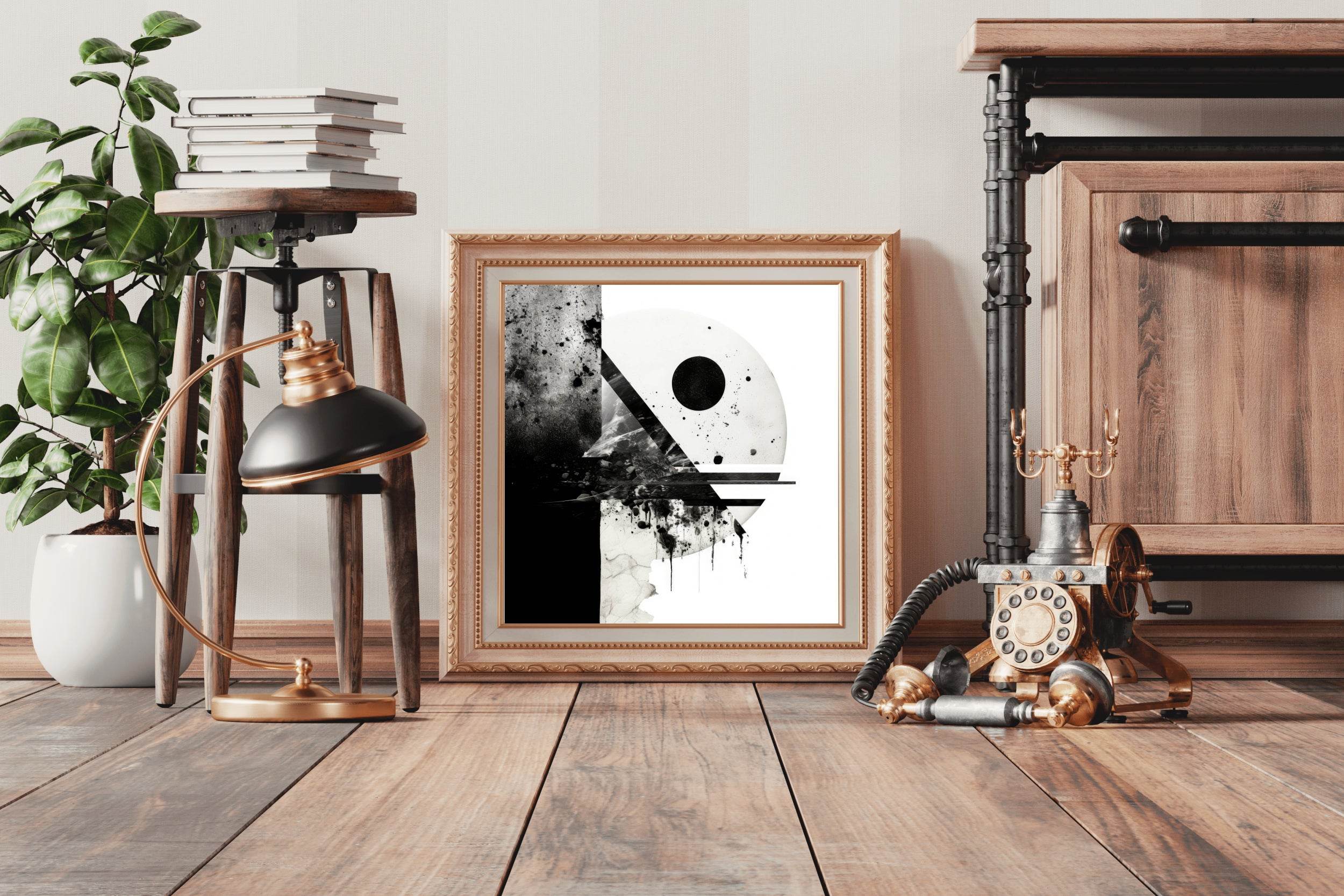 Black and White Geometric Shape Abstract Wall Art - beink online art store