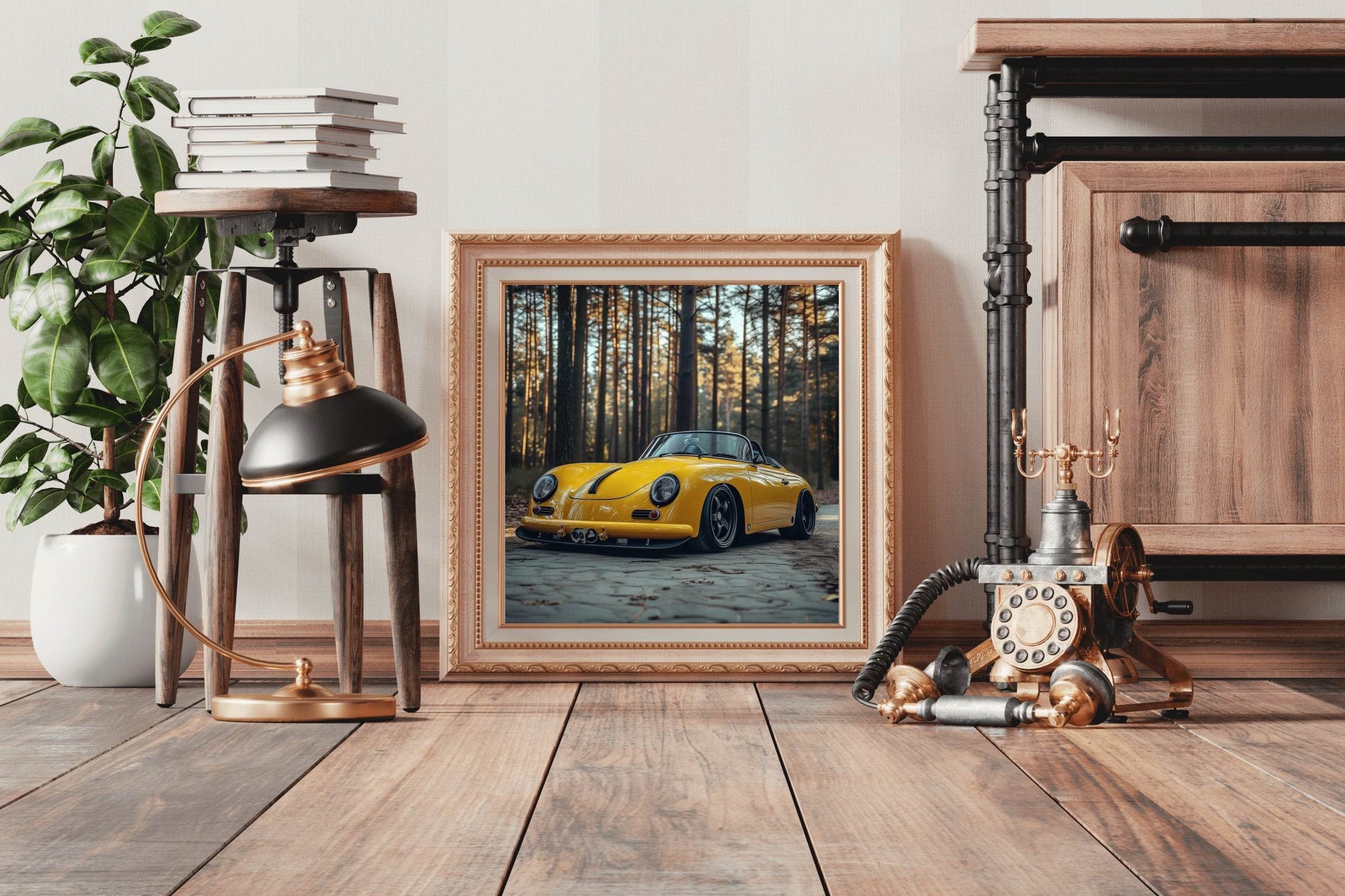 Porsche 356 Yellow Classic Wall Art - beink online art store