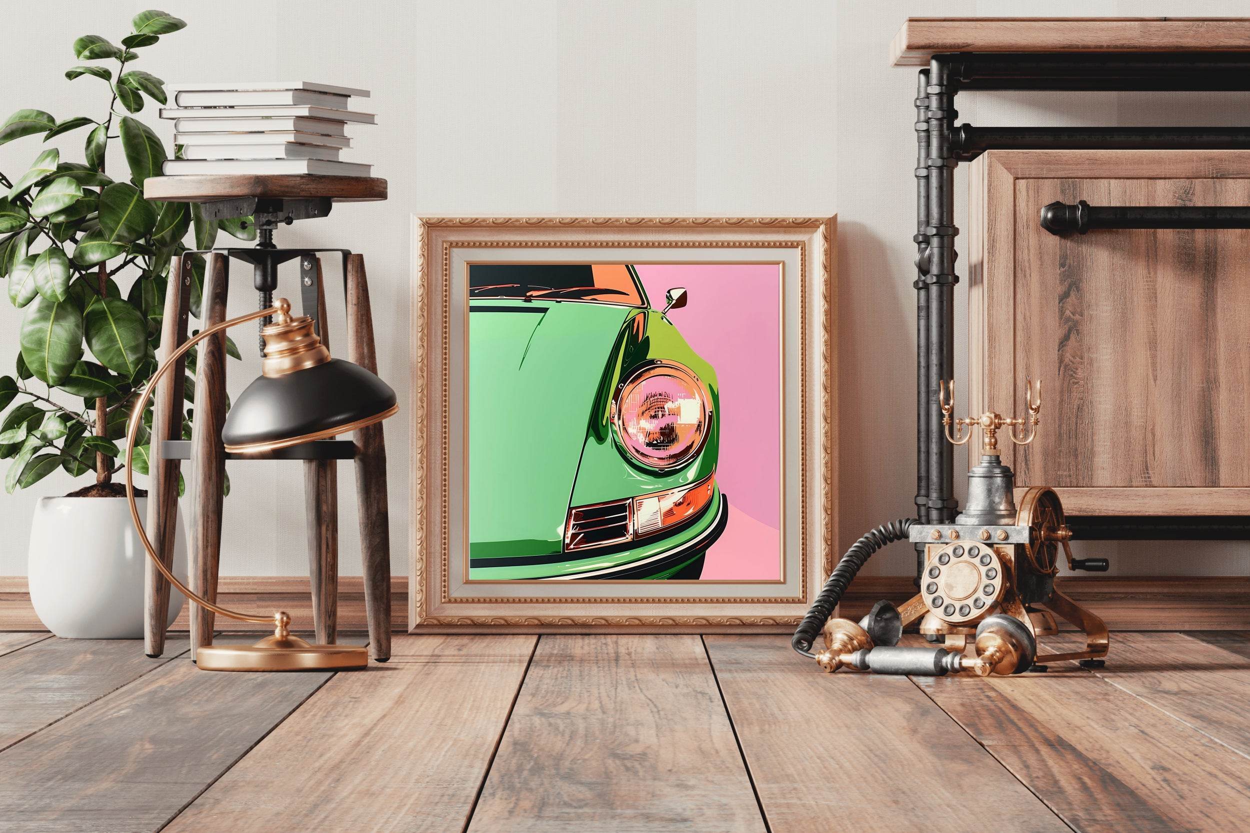 Light Porsche 911 GT3 olive green Wall Art - beink online art store
