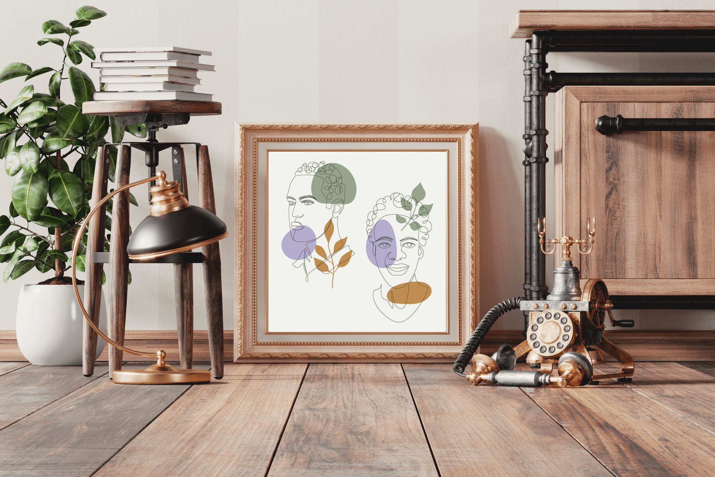 Design of Black People With Flowers Wall Art - beink online art store