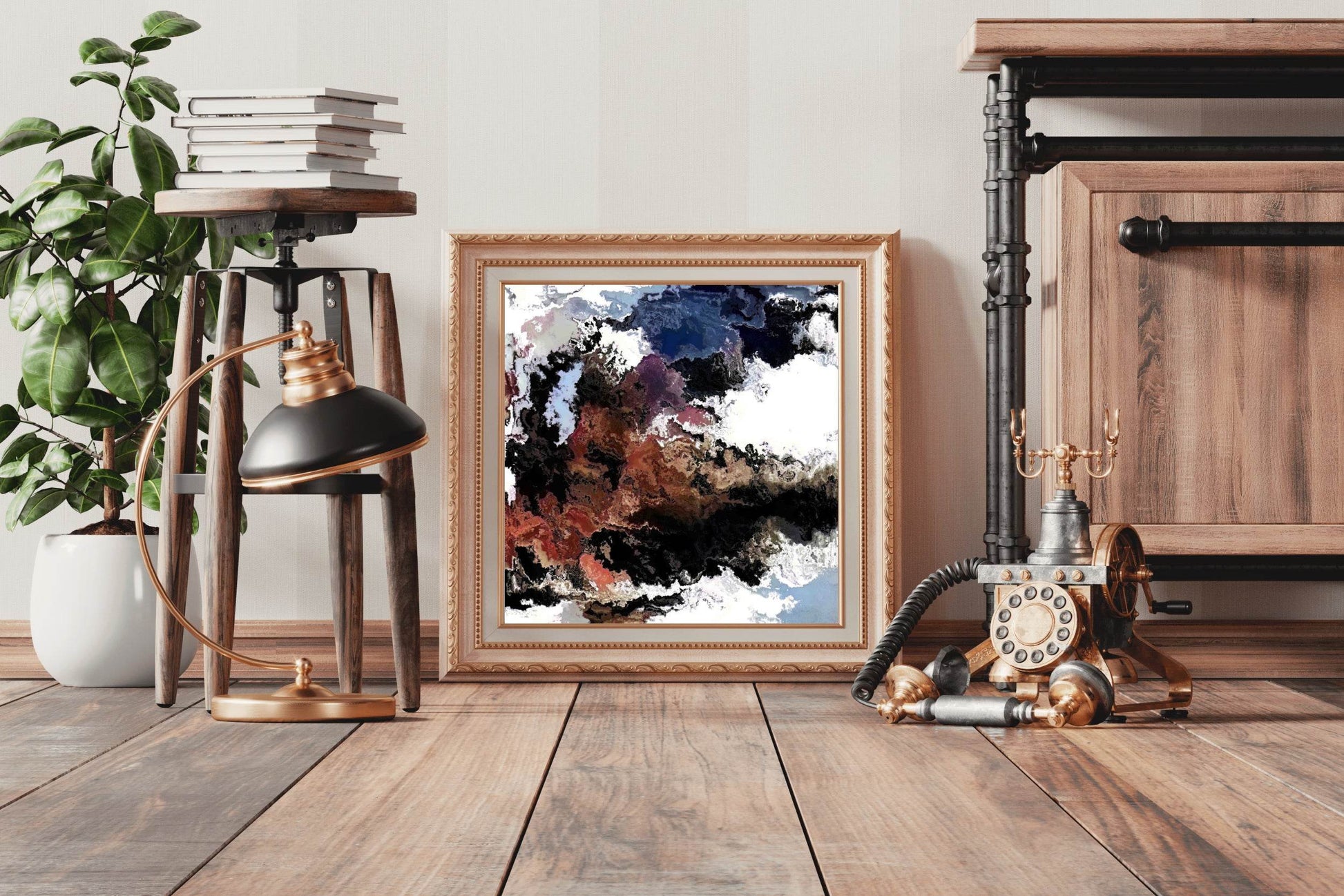 Dark Color Smoky Clouds Abstract Wall Art - beink online art store