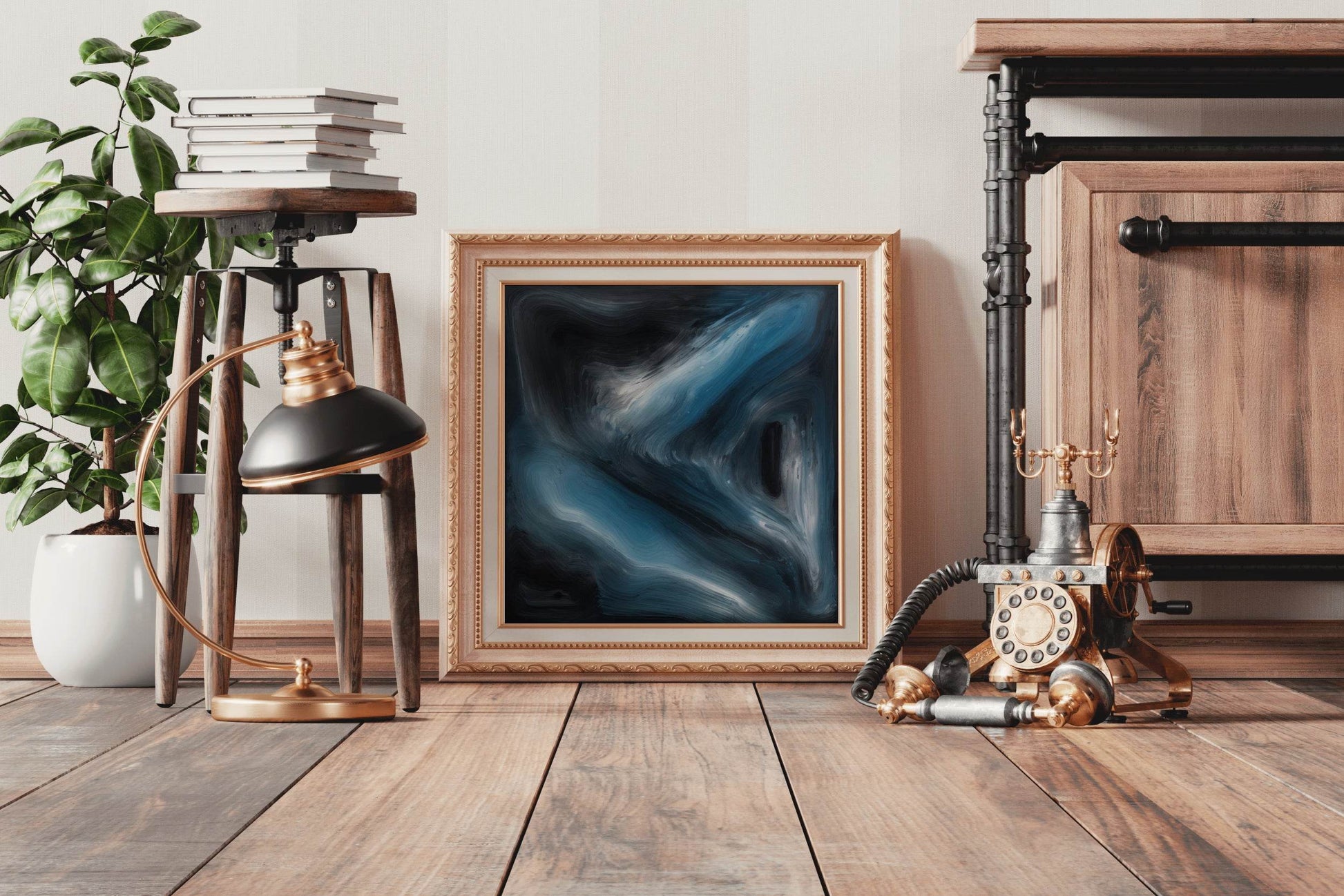 Irregular Night Waves Abstract Wall Art - beink online art store