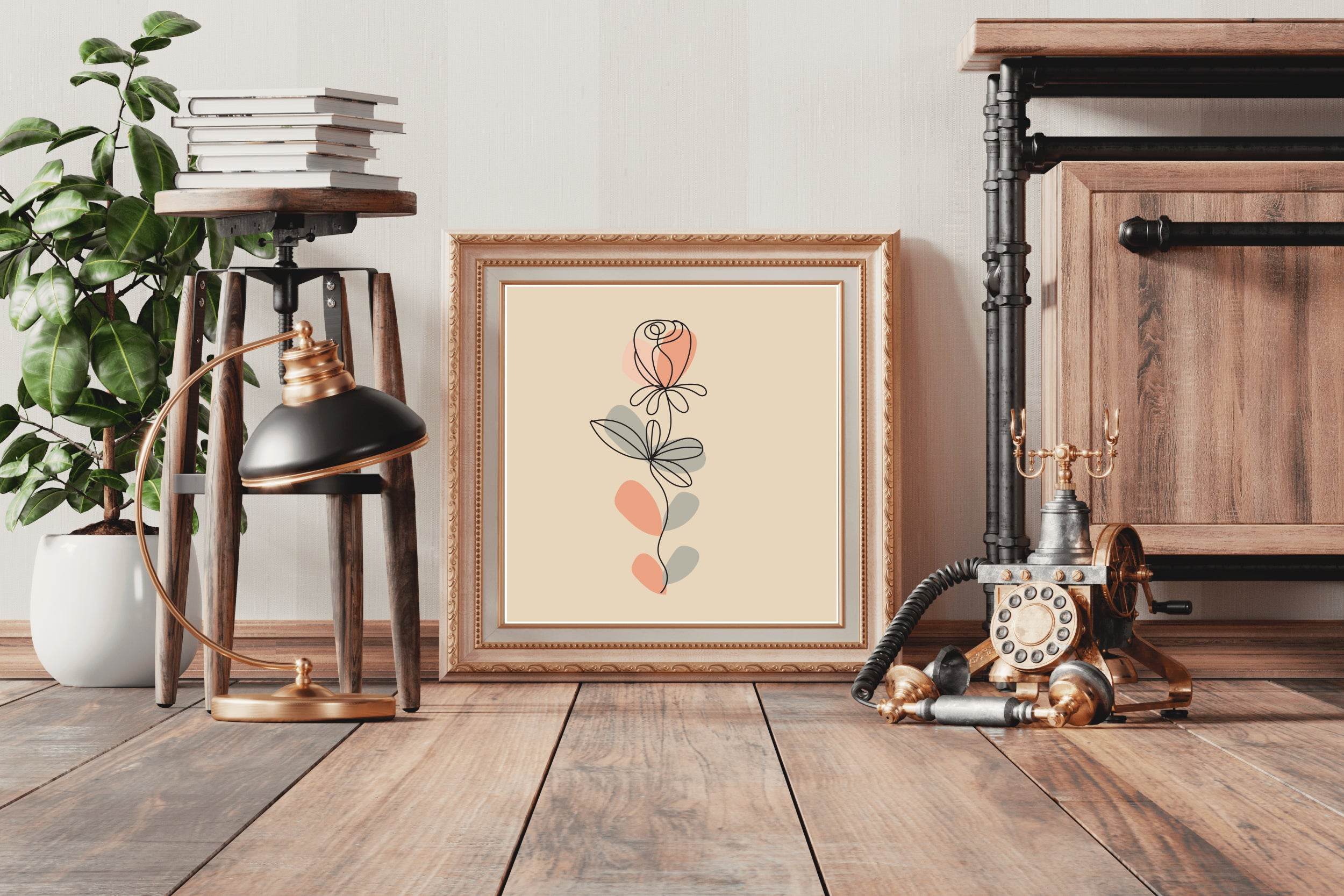 Rose With Leaves Wall Art - beink online art store