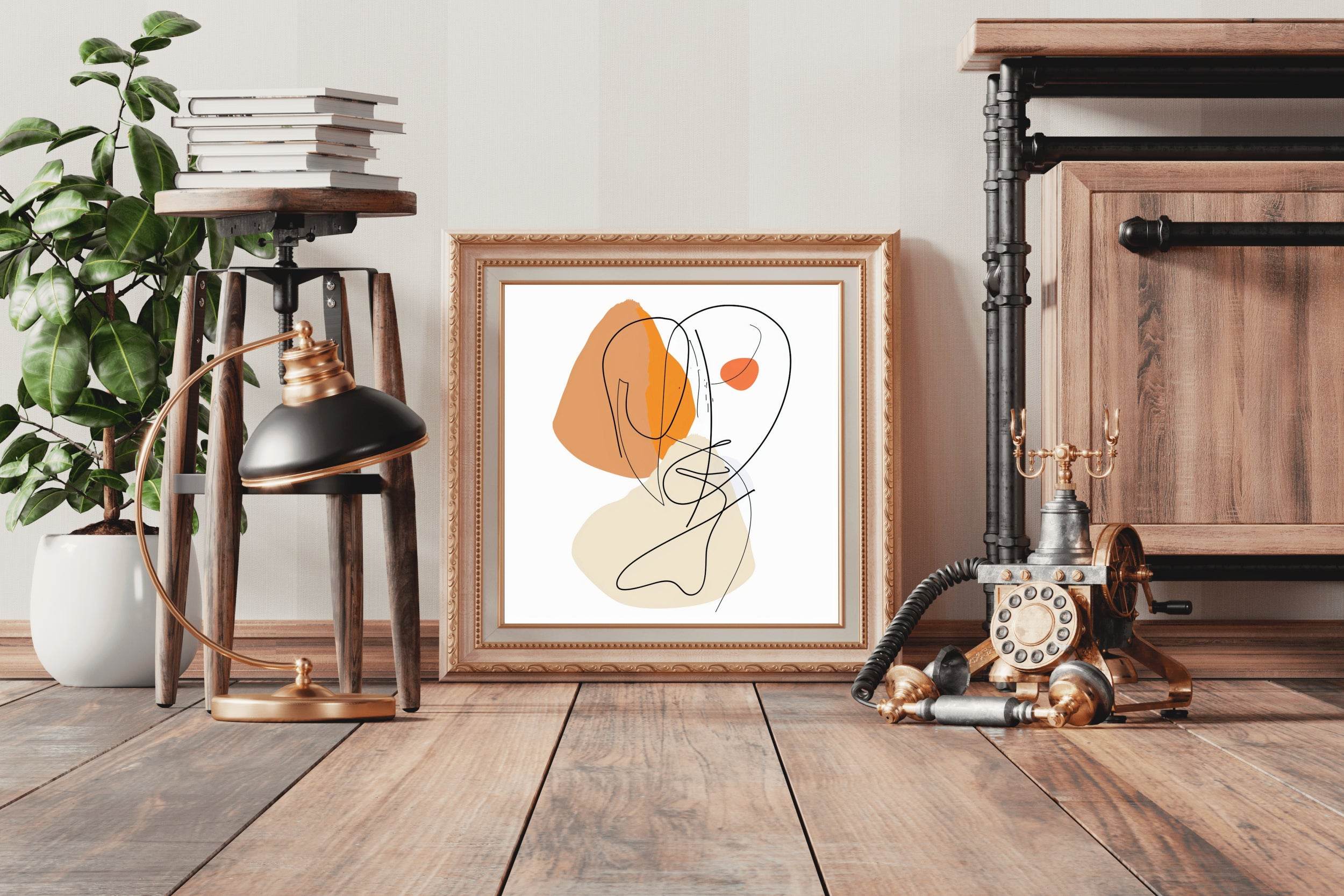 Minimalist Line Art With Color - beink online art store