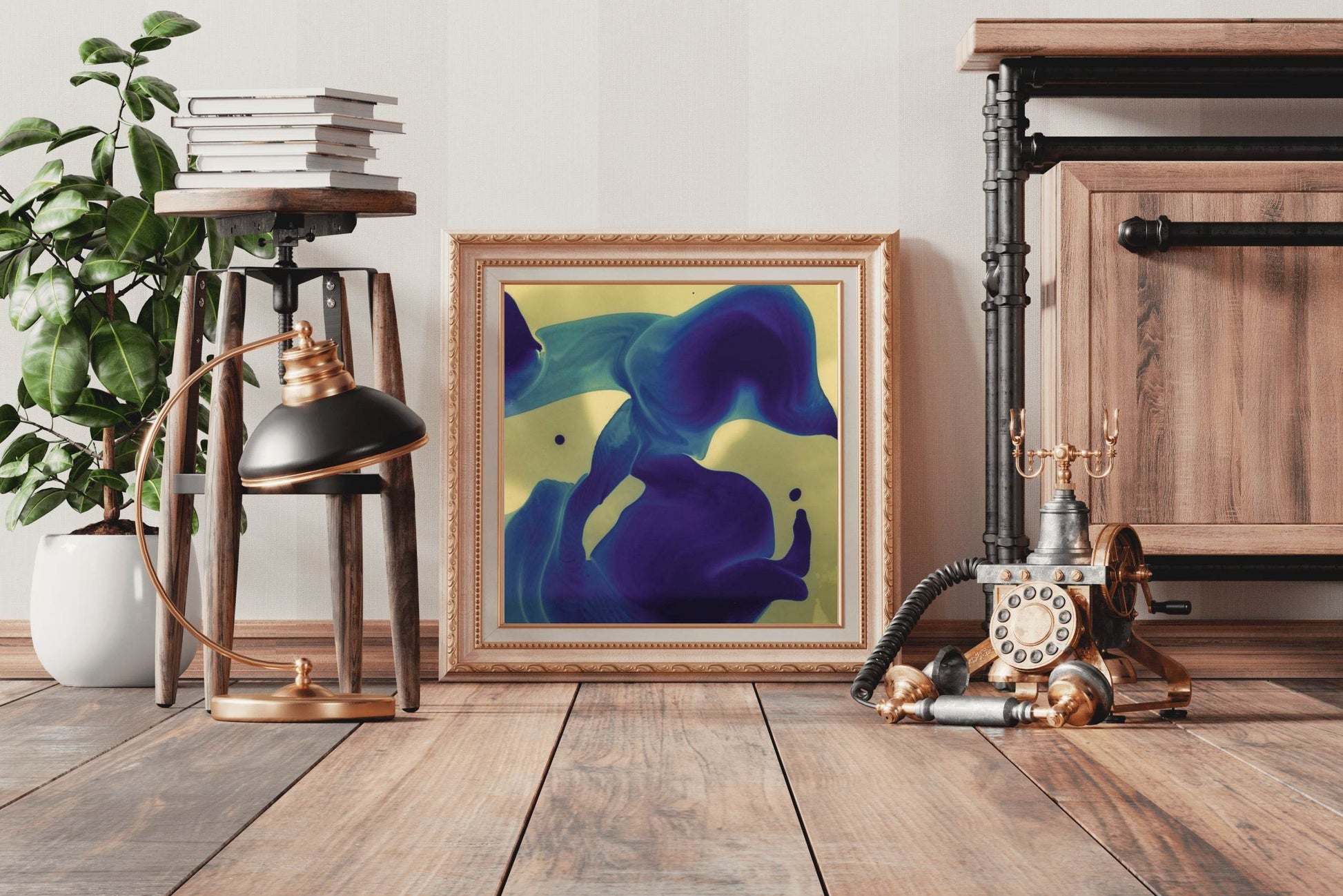 Blue Oil Paint Abstract Wall Art - beink online art store