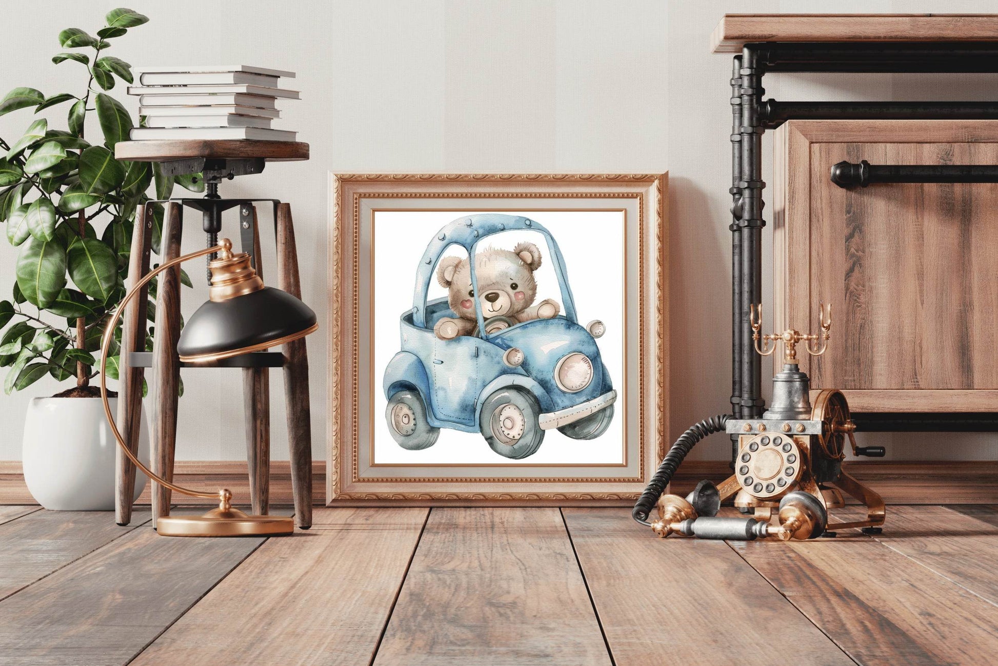Teddy Bear Driving a Car Wall Art - beink online art store