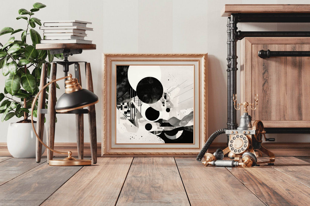 Geometric Black and White Abstract Wall Art - beink online art store