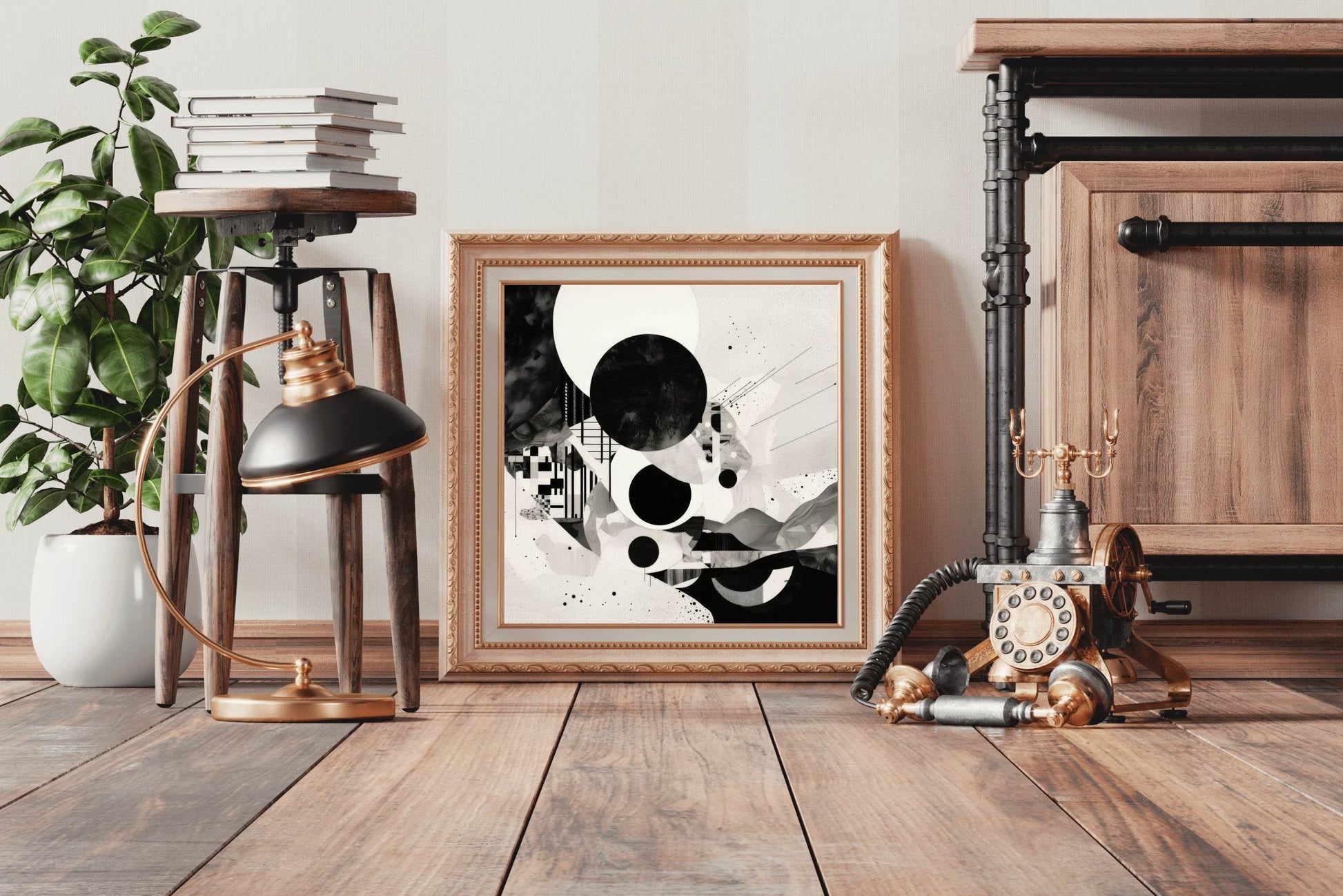 Geometric Black and White Abstract Wall Art - beink online art store