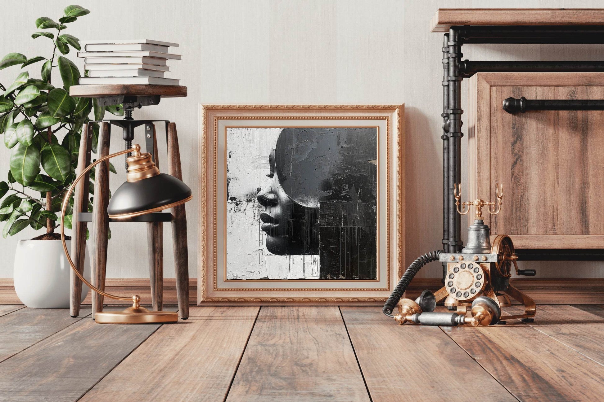 Striking Monochrome Lady Portrait Wall Art - beink online art store