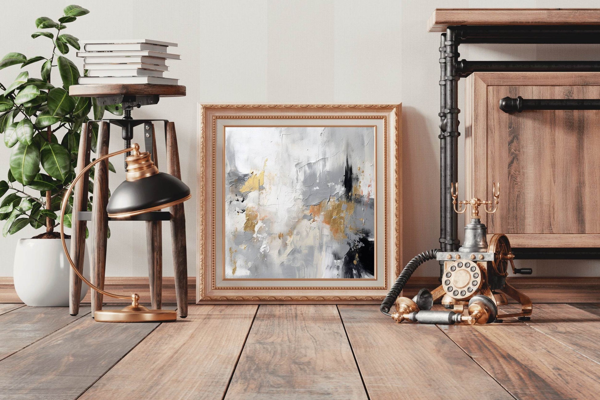 Golden Black Water Color Abstract Wall Art - beink online art store
