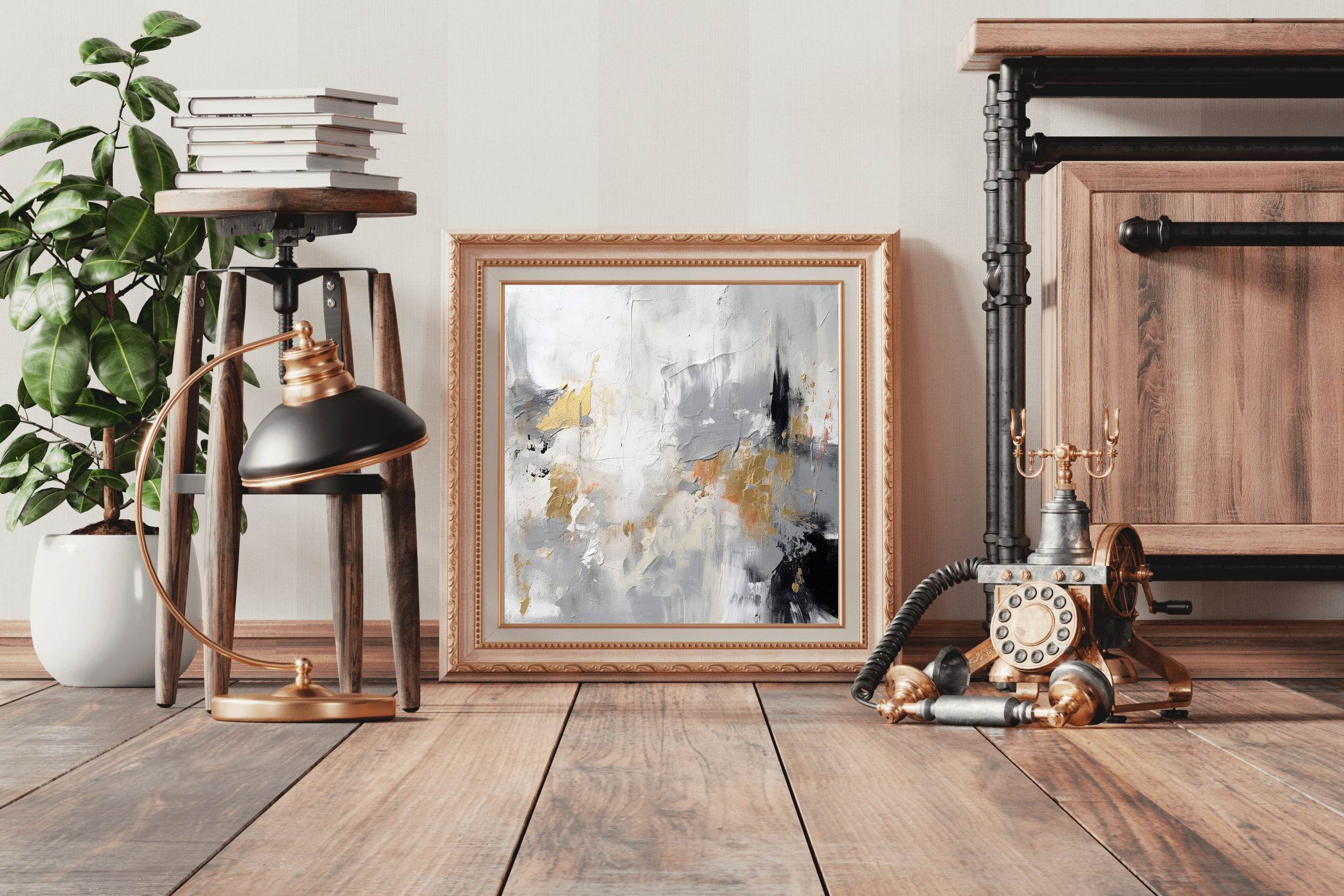 Golden Black Water Color Abstract Wall Art - beink online art store