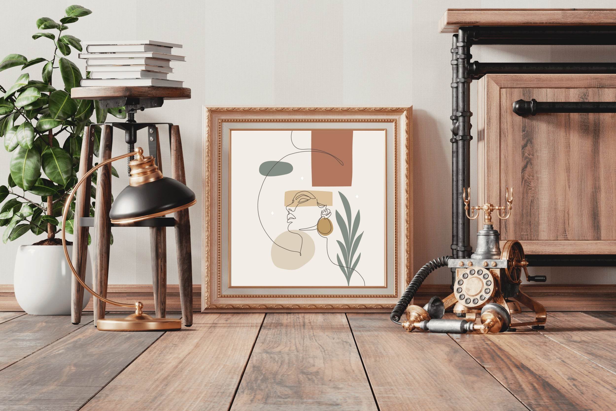 Olive Leaf Woman Face Wall Art - beink online art store