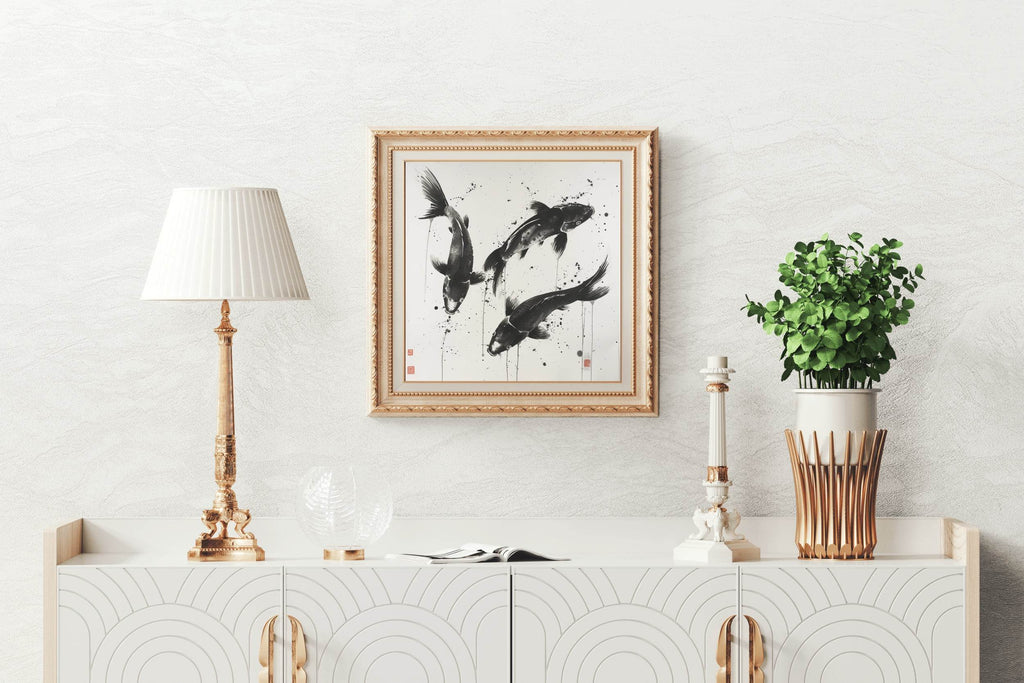Three Koi Fish Painting Wall Art - beink online art store