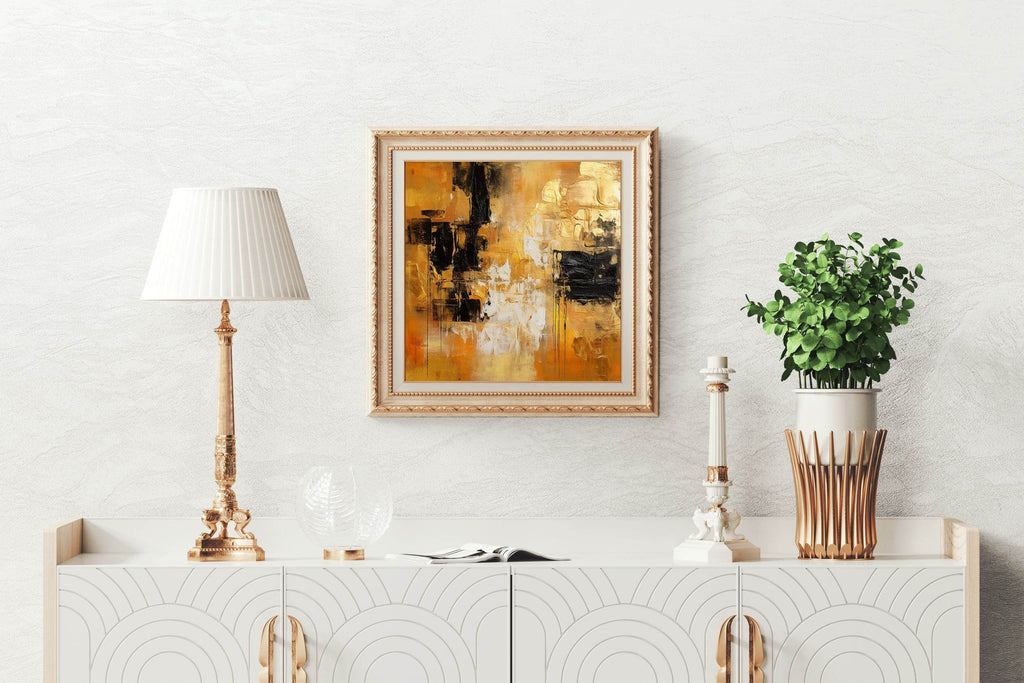Brown and Orange Paint Brush Strokes Abstract Wall Art - beink online art store