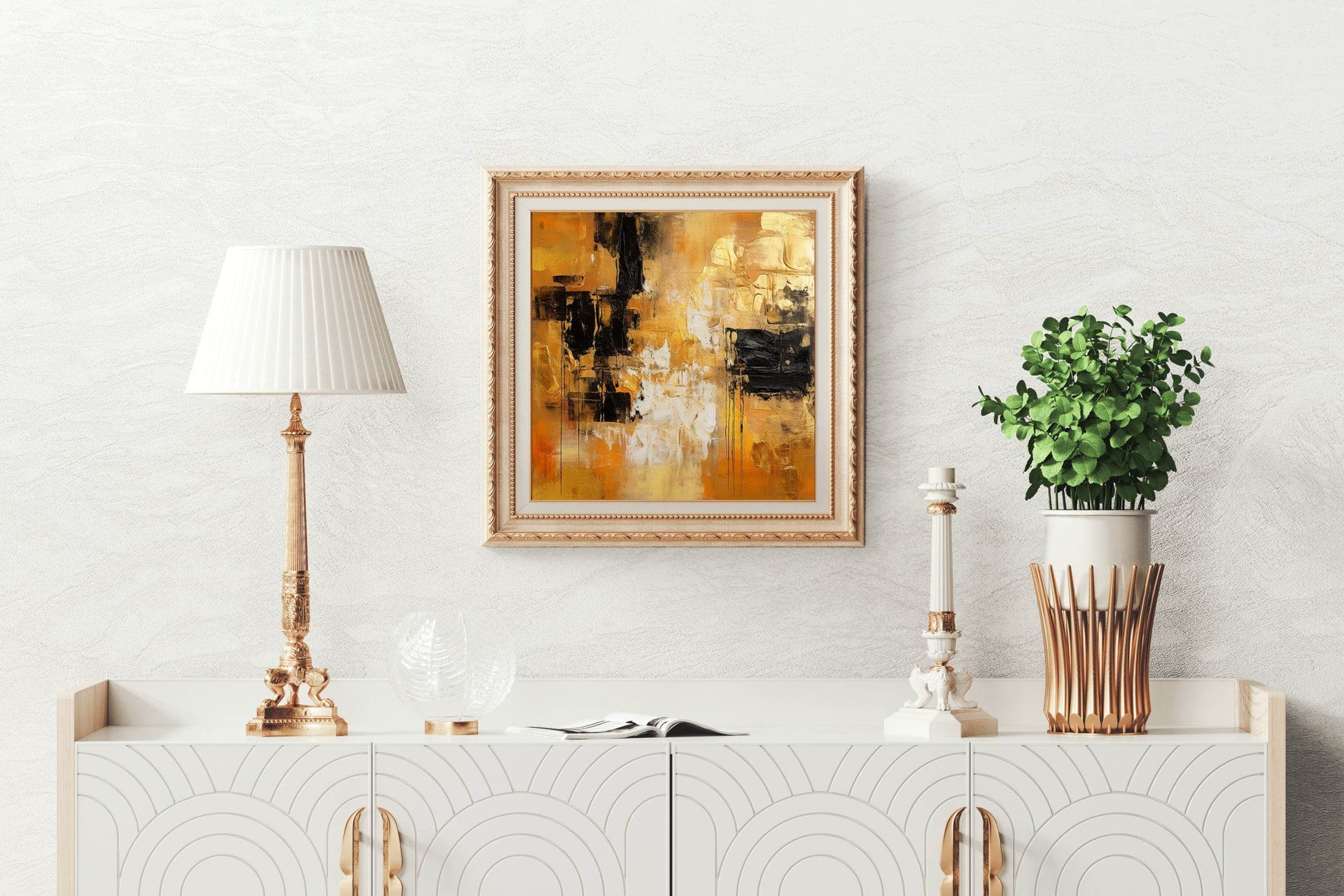 Brown and Orange Paint Brush Strokes Abstract Wall Art - beink online art store
