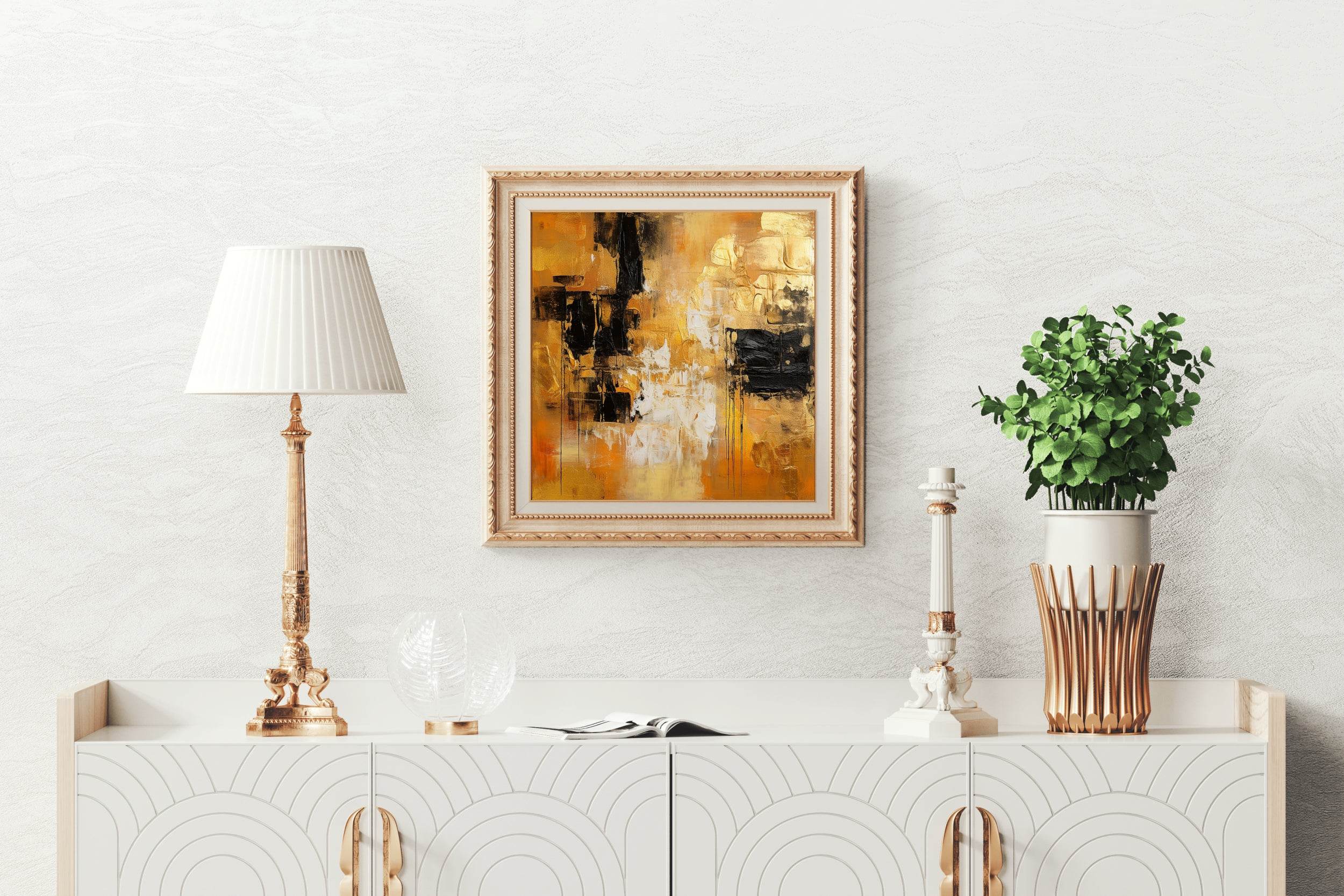 Brown and Orange Paint Brush Strokes Abstract Wall Art - beink online art store