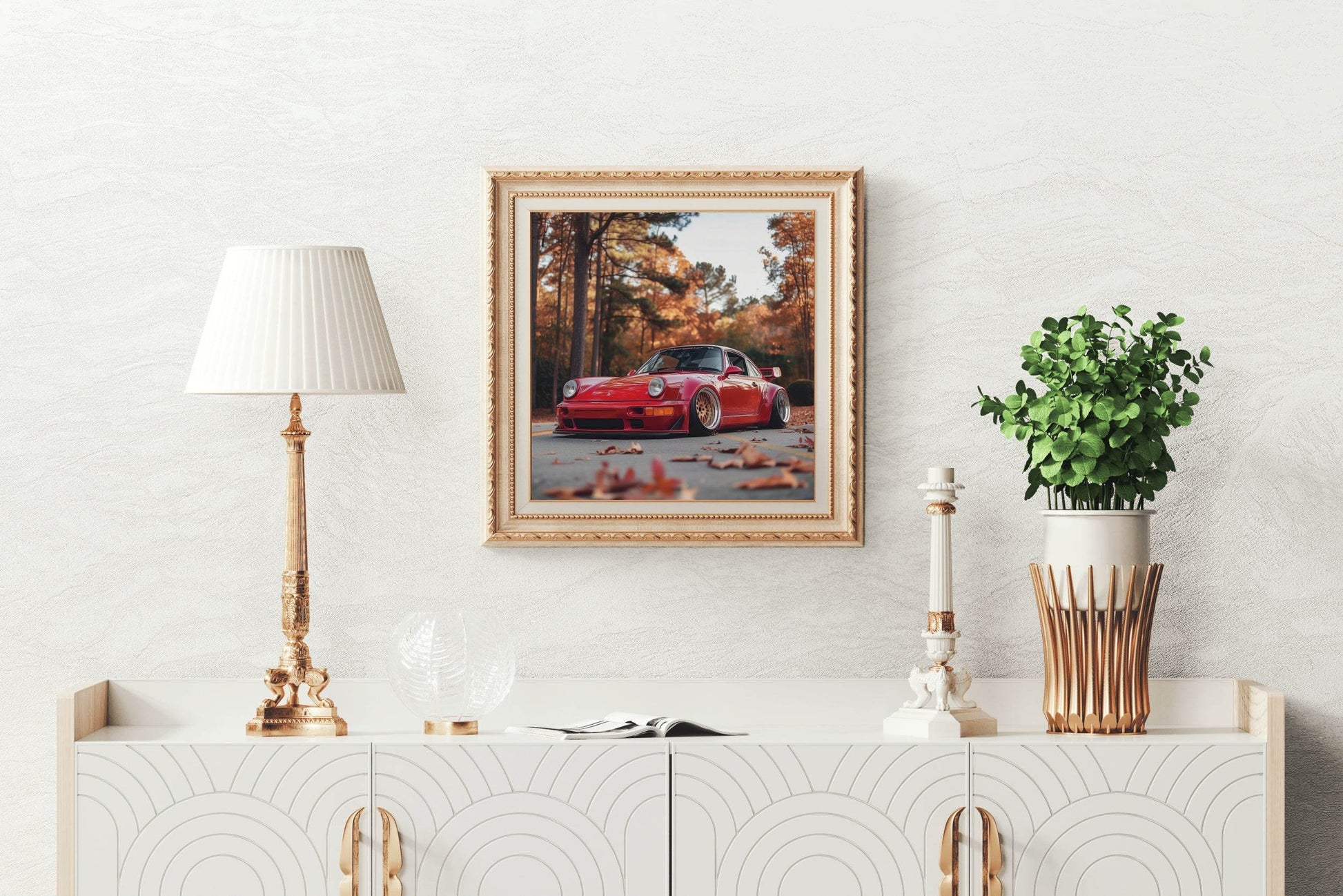 Porsche 911 Flat Red Wall Art - beink online art store