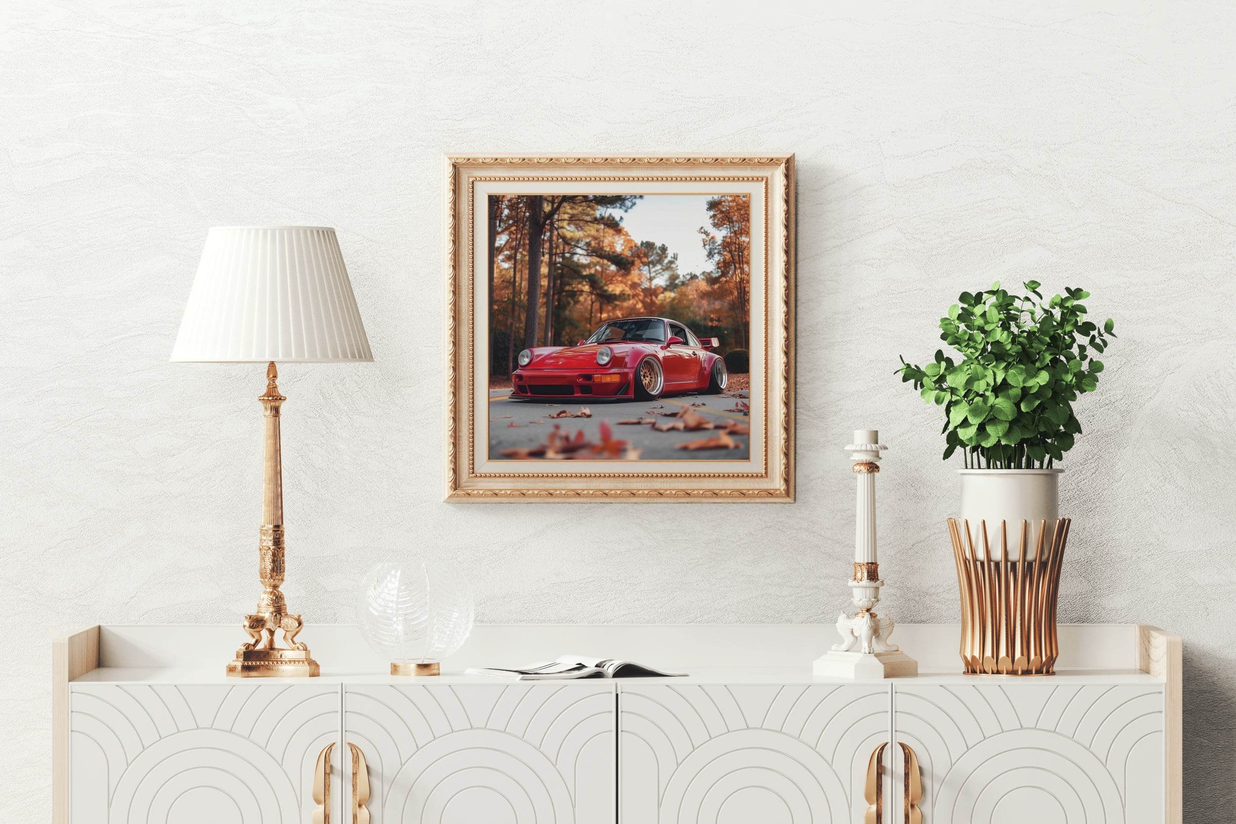 Porsche 911 Flat Red Wall Art - beink online art store