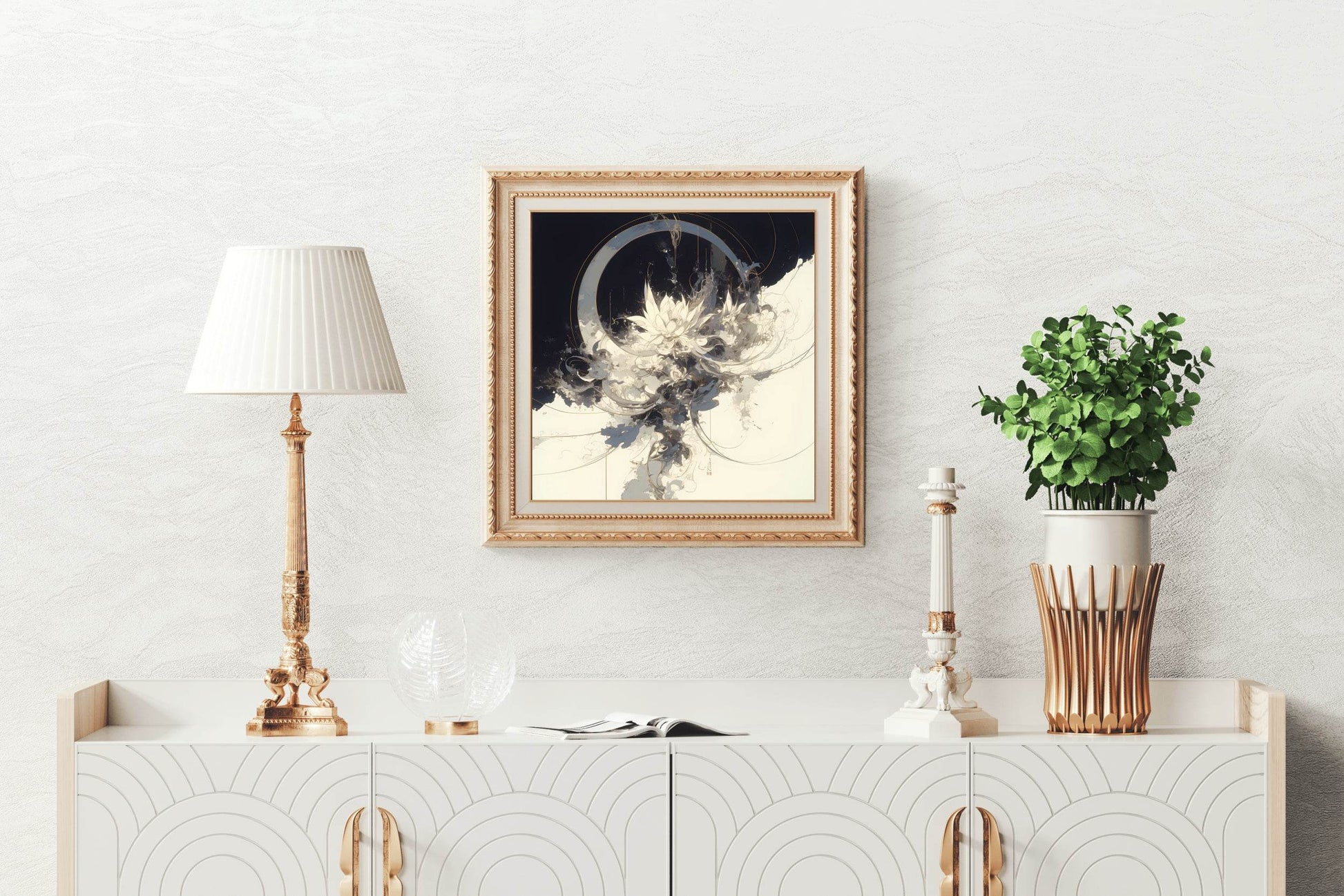 Digital White Flower Abstract Wall Art - beink online art store