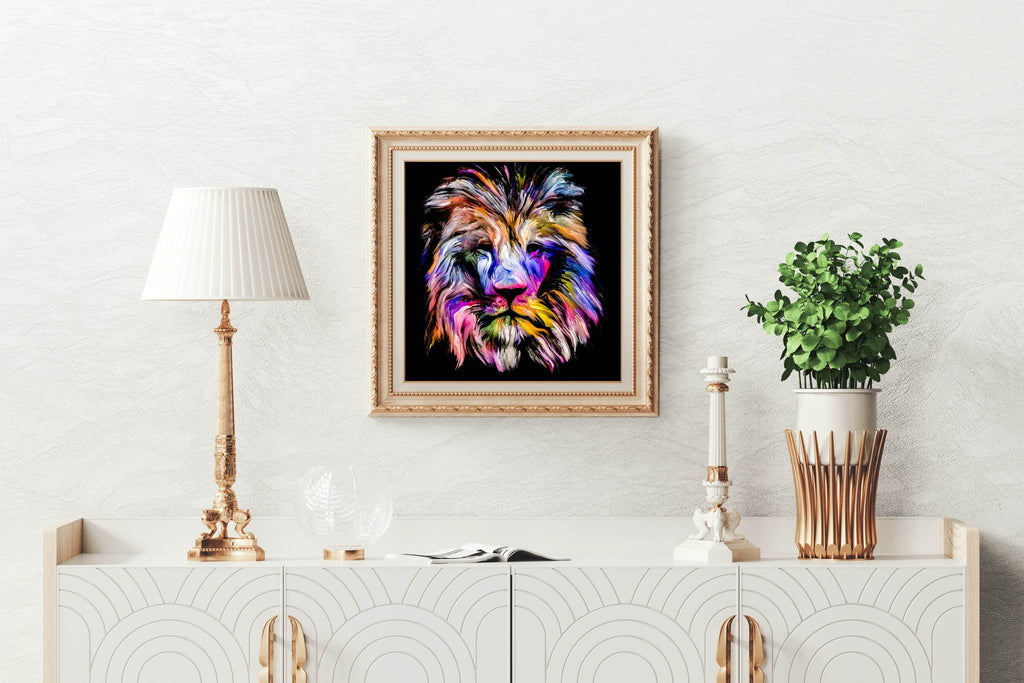 Portrait of Lion in Multicolor Paint - beink online art store