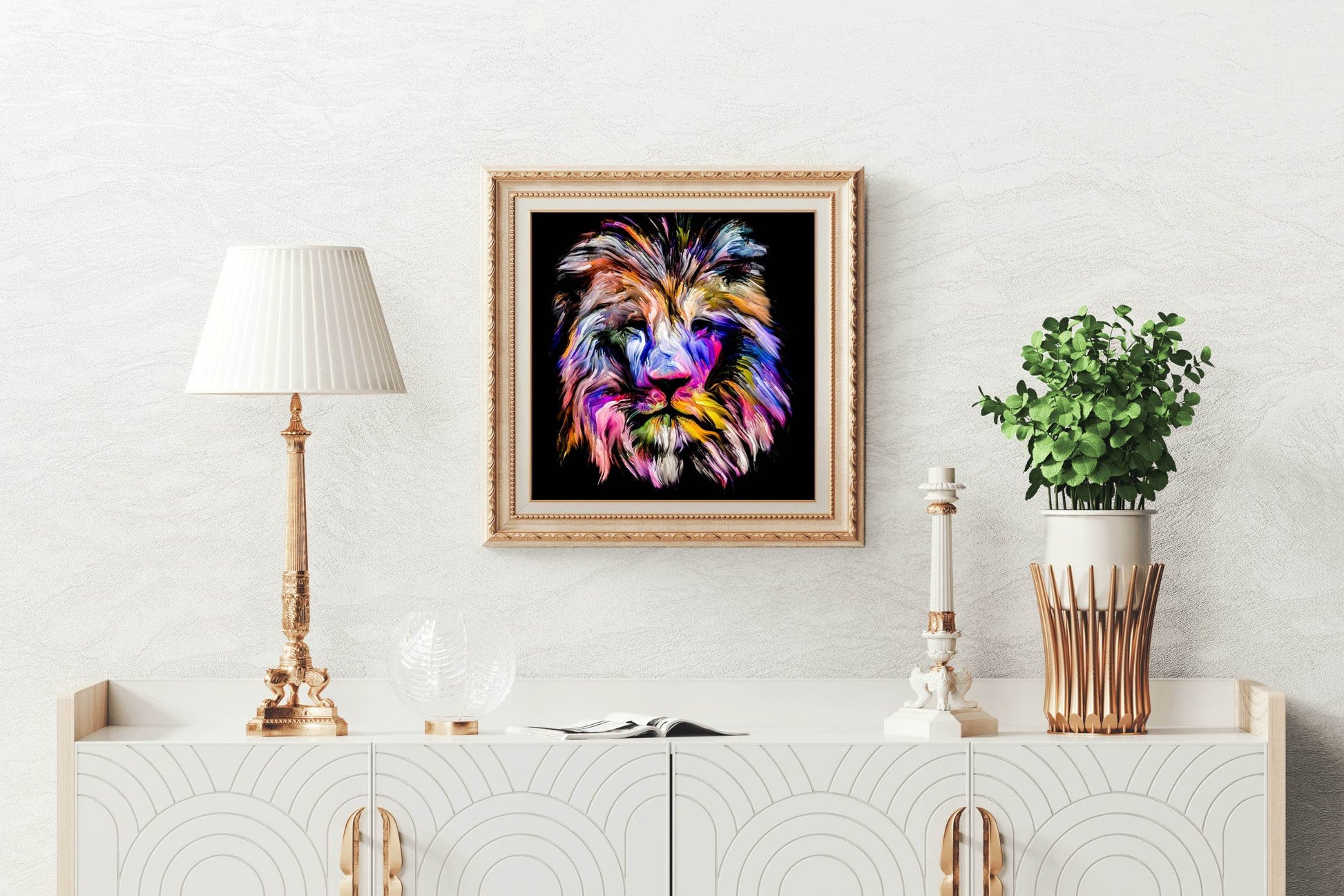 Portrait of Lion in Multicolor Paint - beink online art store