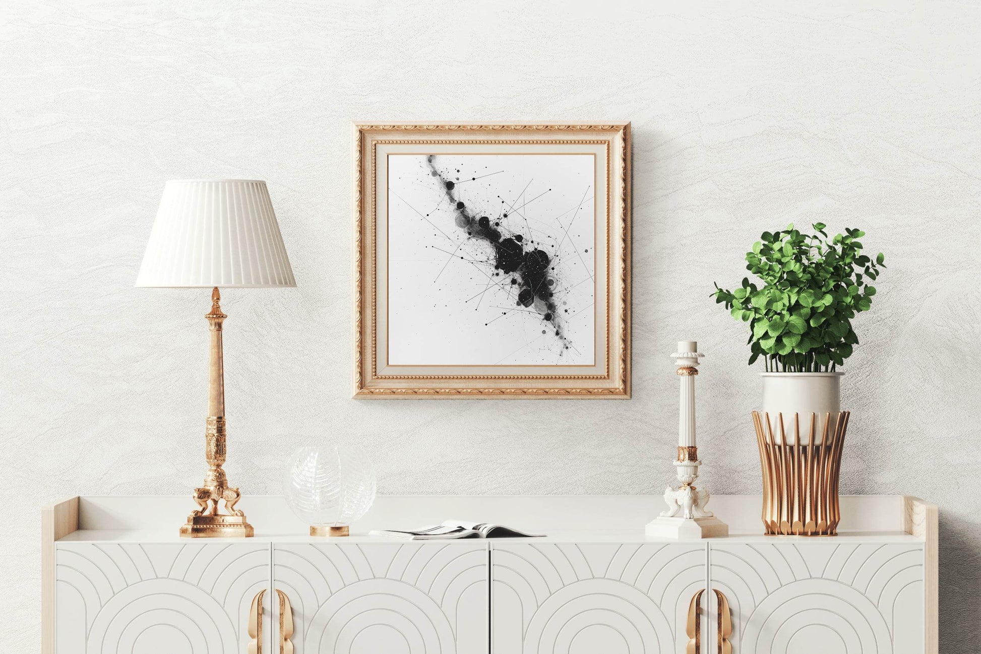 Black Geometric Nebula Modern Wall Art - beink online art store