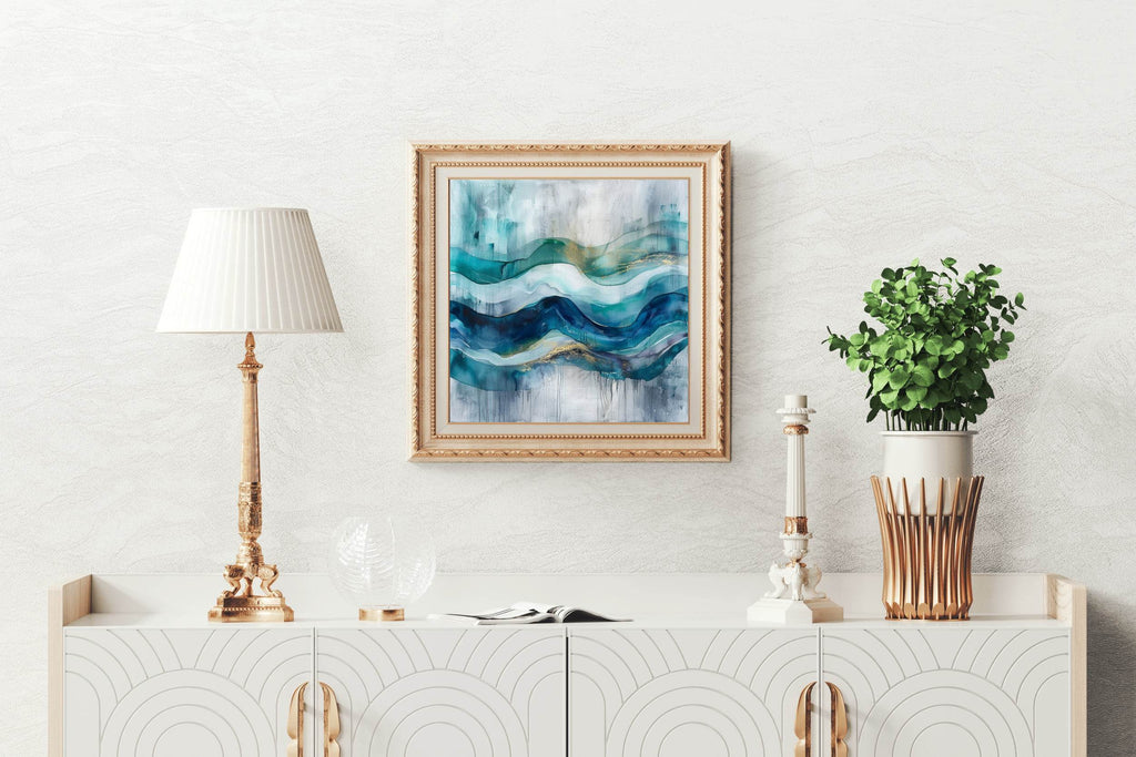 Blue Mountain Brush Strokes Abstract Wall Art - beink online art store