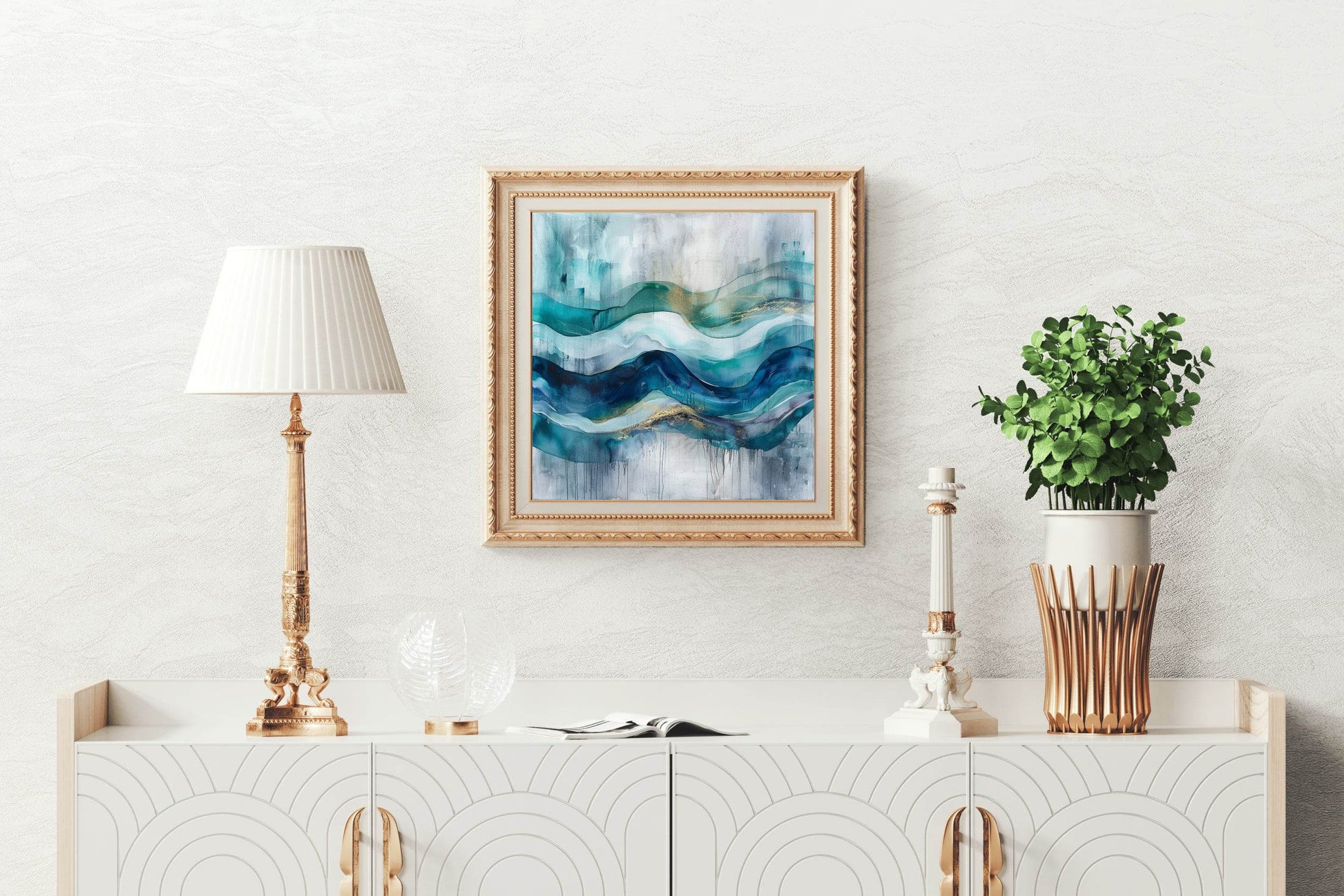 Blue Mountain Brush Strokes Abstract Wall Art - beink online art store