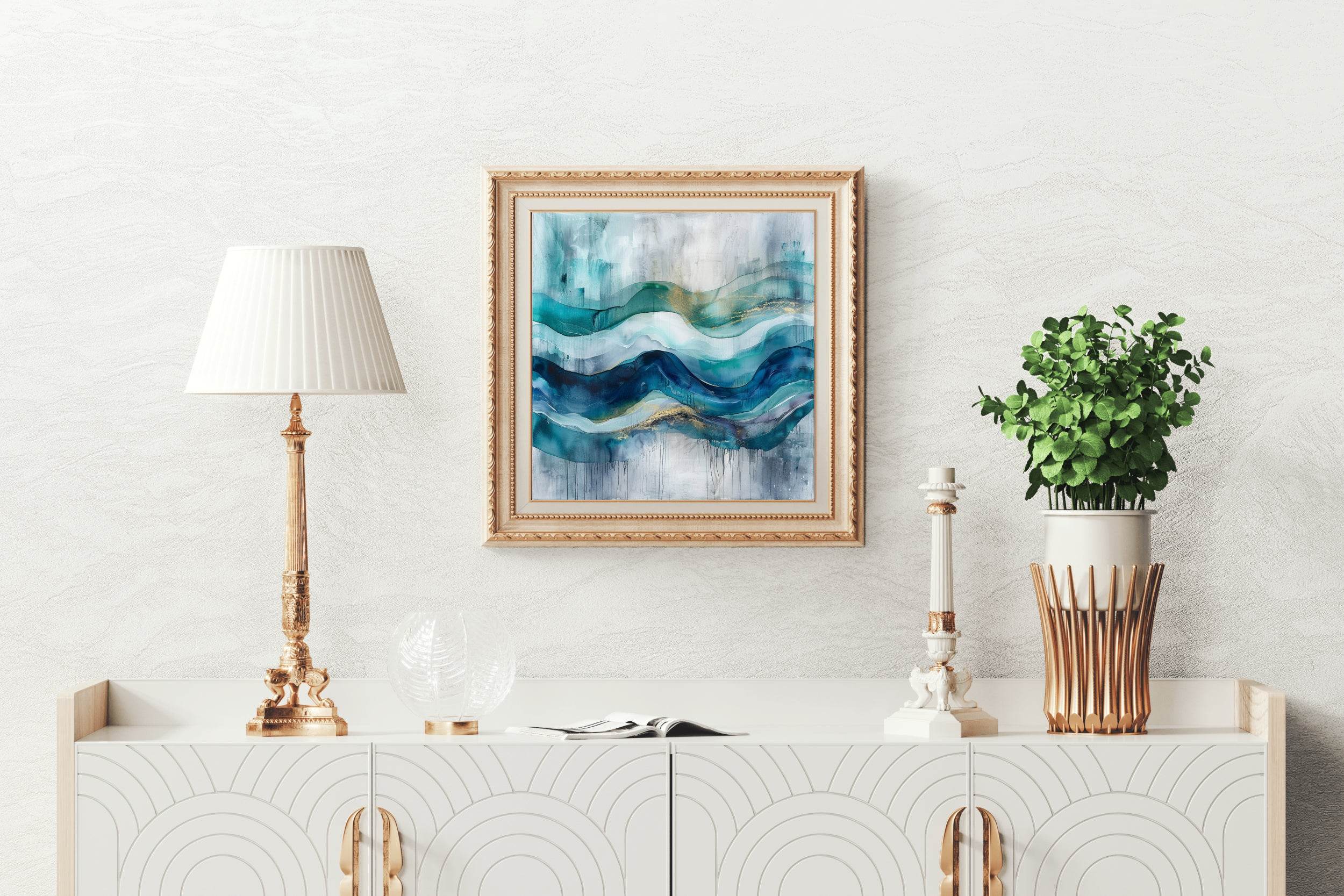 Blue Mountain Brush Strokes Abstract Wall Art - beink online art store