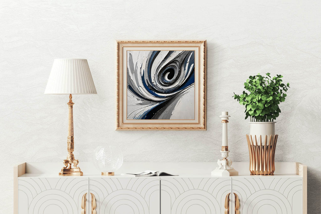 Paint of Blue and White Swirl Abstract Wall Art - beink online art store