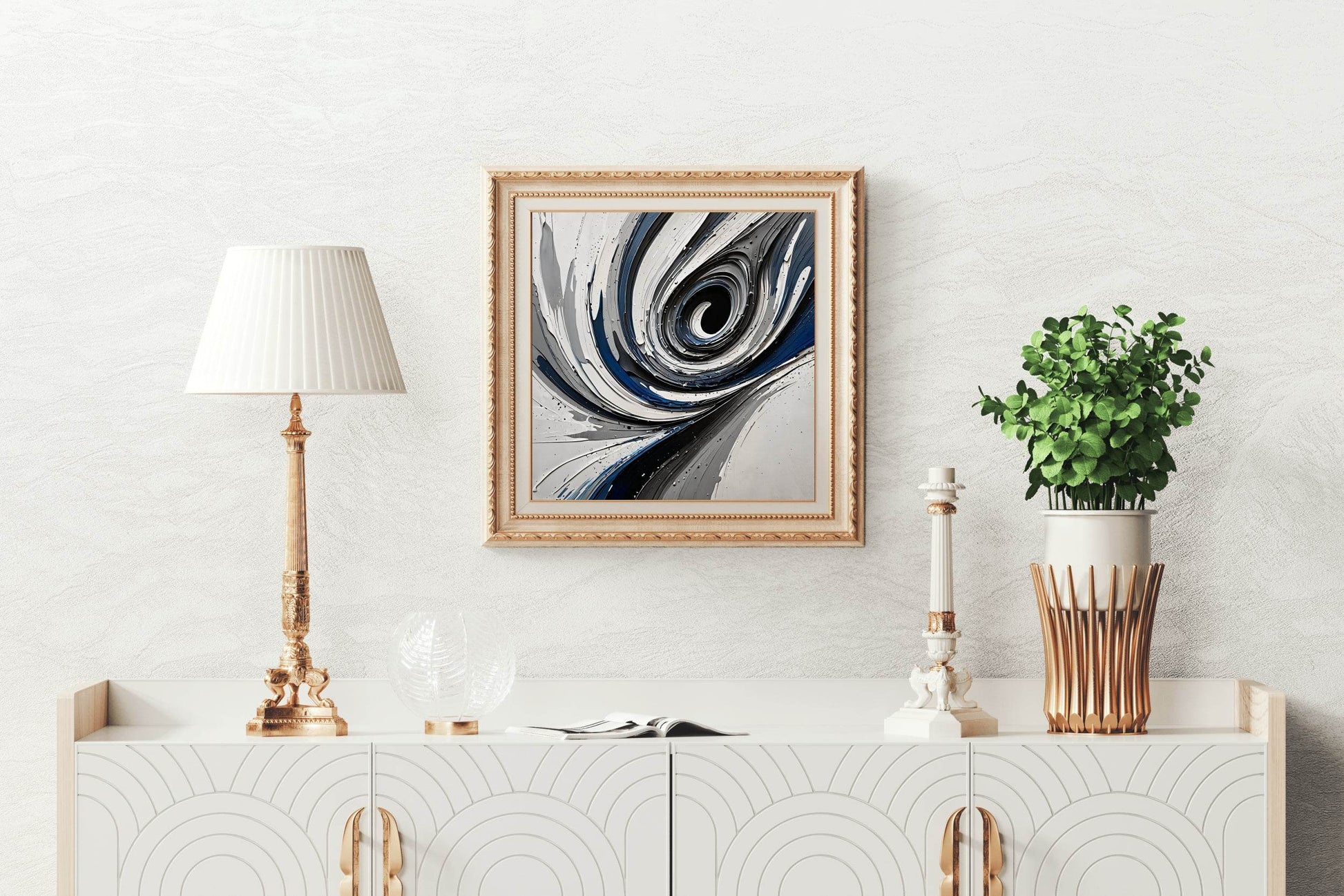 Paint of Blue and White Swirl Abstract Wall Art - beink online art store