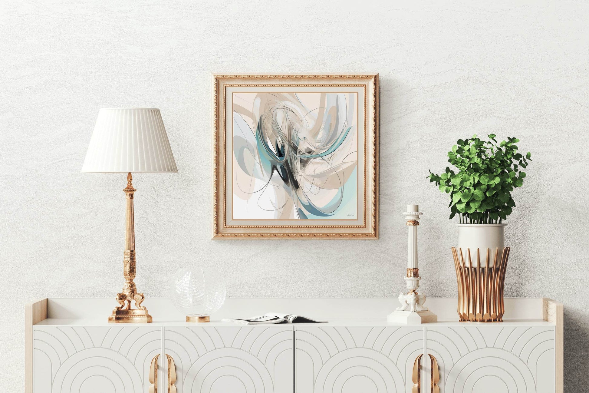 Blue and Brown Swirl Abstract Wall Art - beink online art store