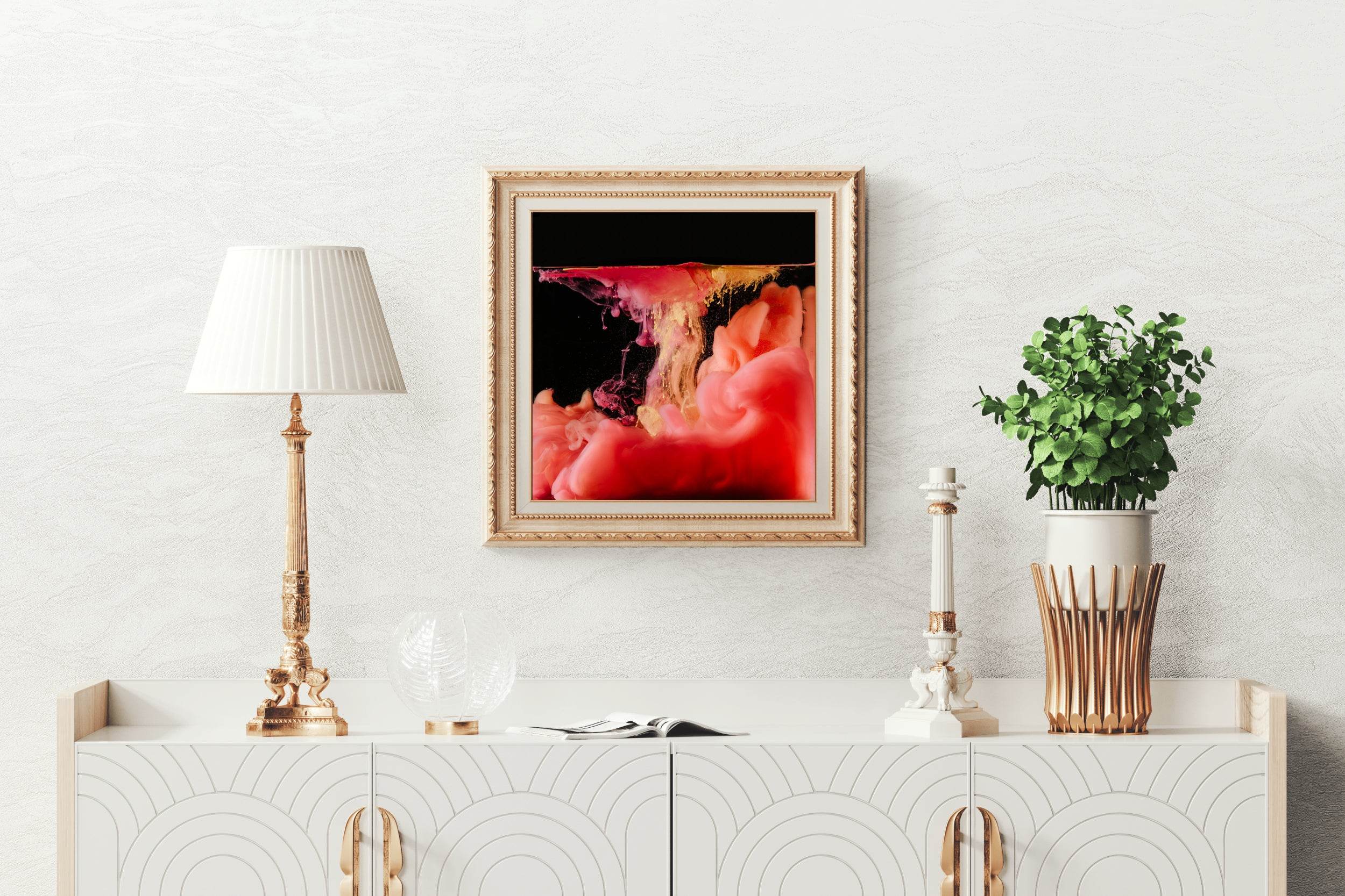 Red Smoky Drink Abstract Wall Art - beink online art store