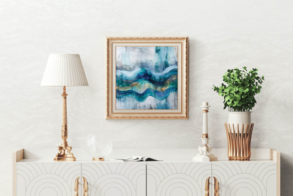 Lake with Glacier brush strokes Abstract Wall Art - beink online art store