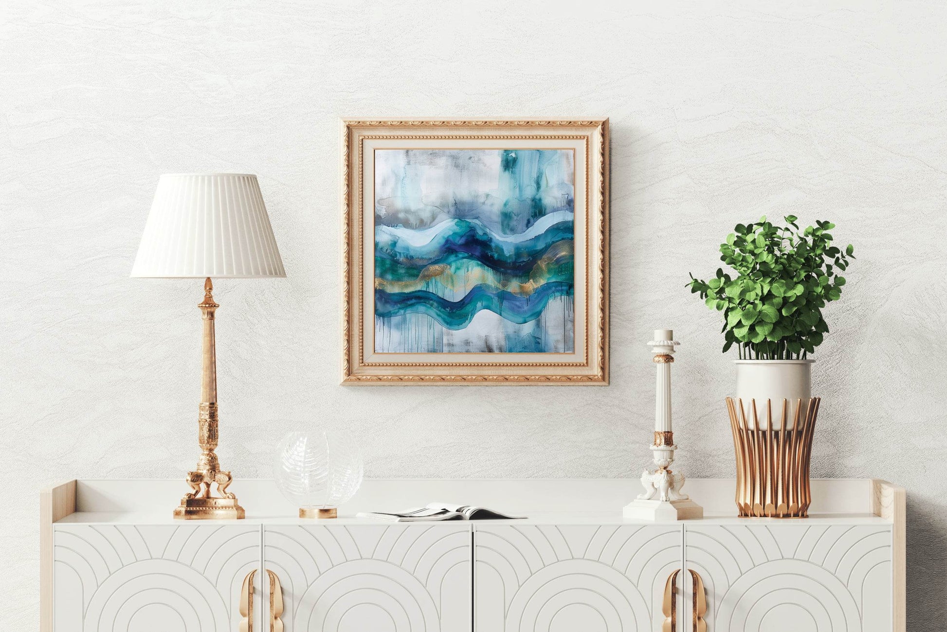 Lake with Glacier brush strokes Abstract Wall Art - beink online art store