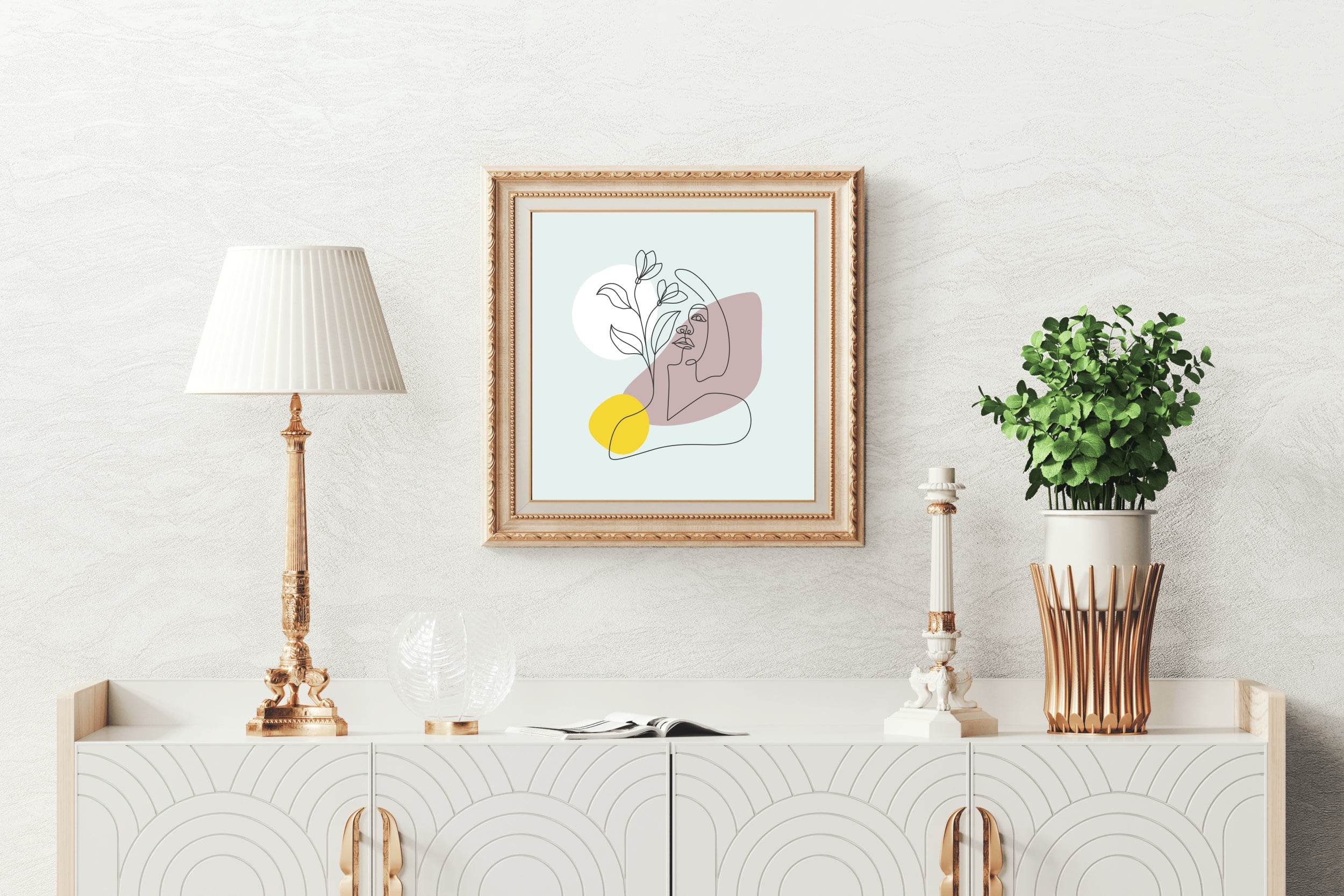 Face And Flower in Style Line Art - beink online art store