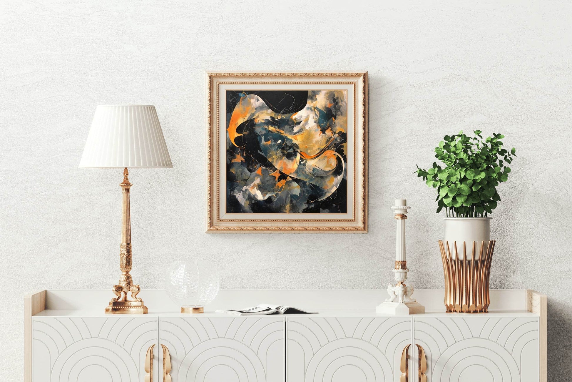 Oil Paint Wavy Brush Strokes Abstract Wall Art - beink online art store