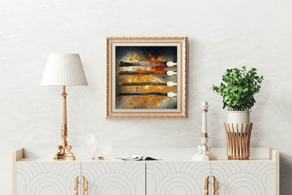 Spread Spices on Black Table Paint Abstract Wall Art - beink online art store