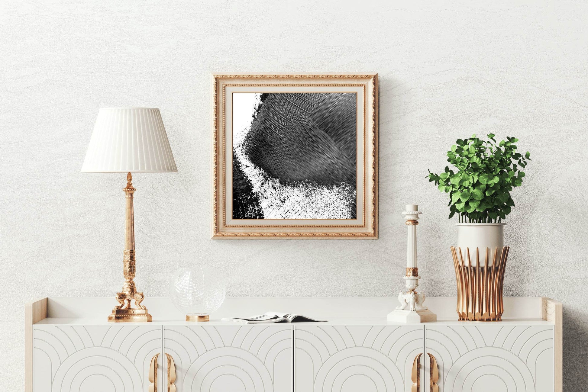 Graphite Brush Strokes Abstract Wall Art - beink online art store