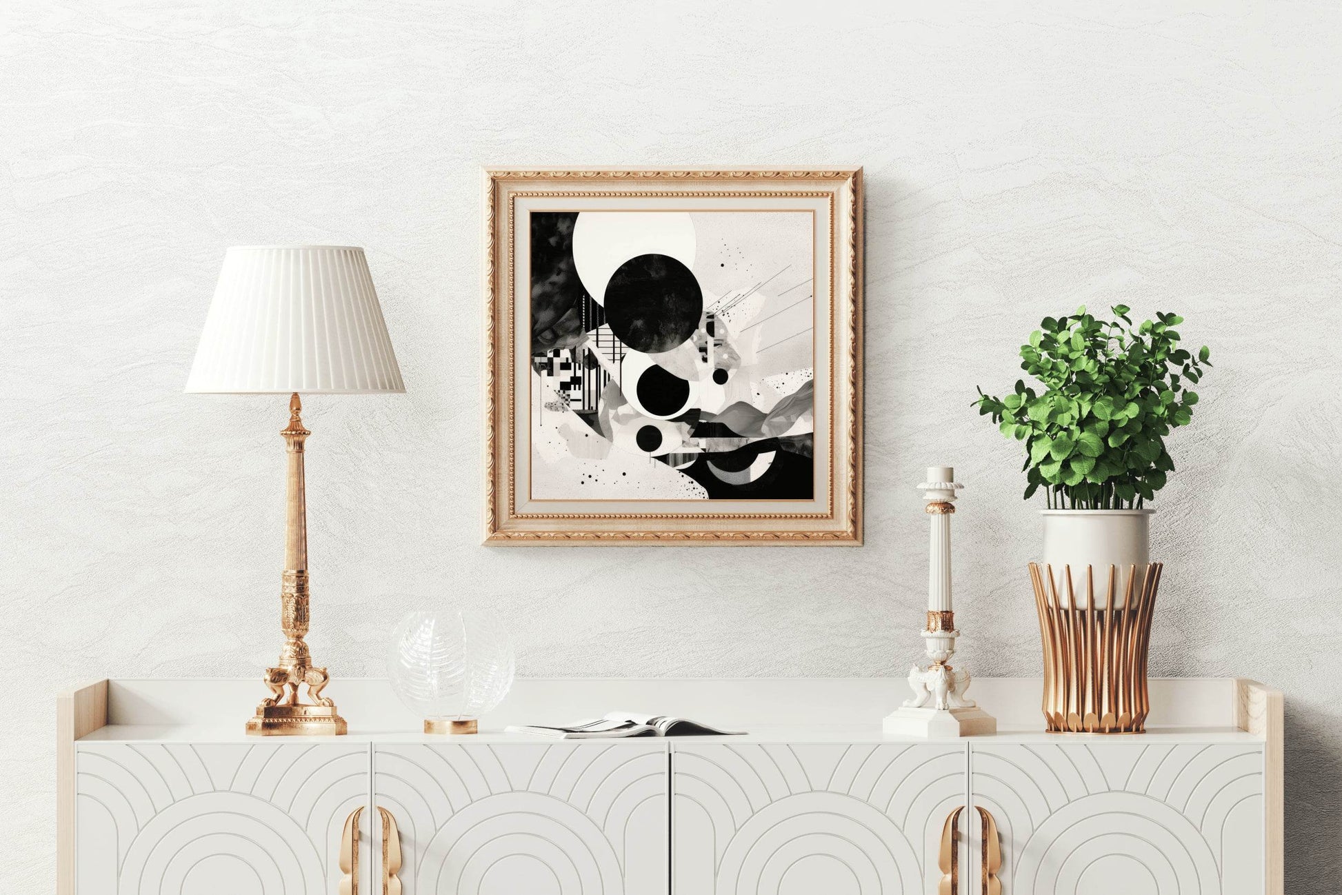 Geometric Black and White Abstract Wall Art - beink online art store