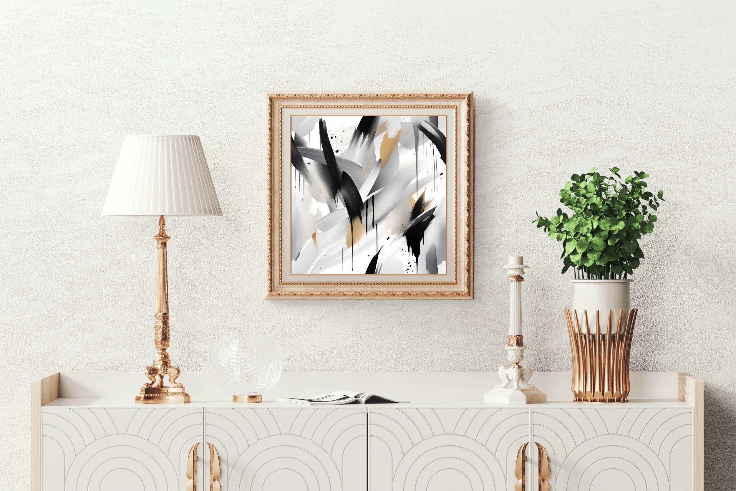 Cross Black and Grey Brush Strokes Abstract Wall Art - beink online art store