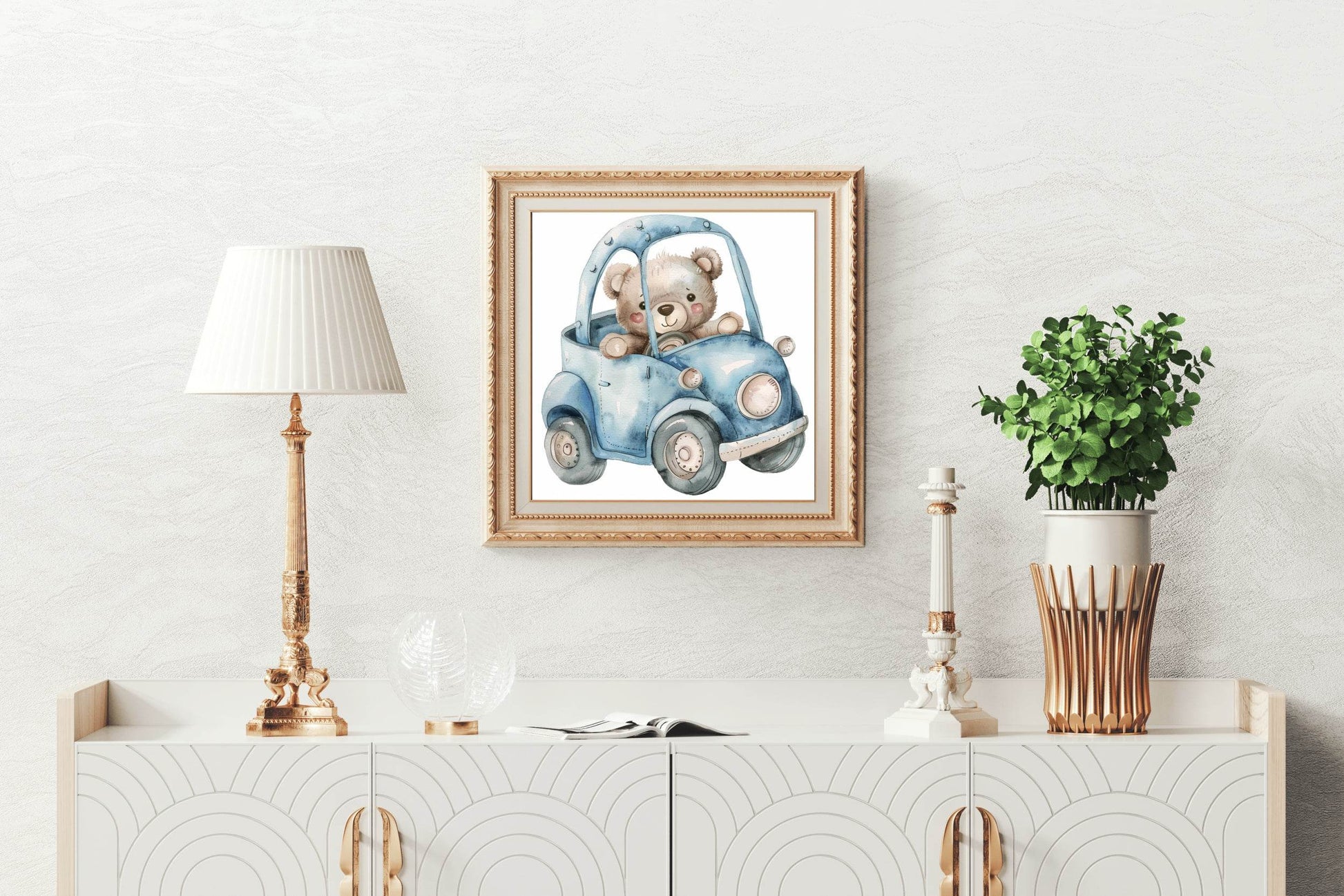 Teddy Bear Driving a Car Wall Art - beink online art store