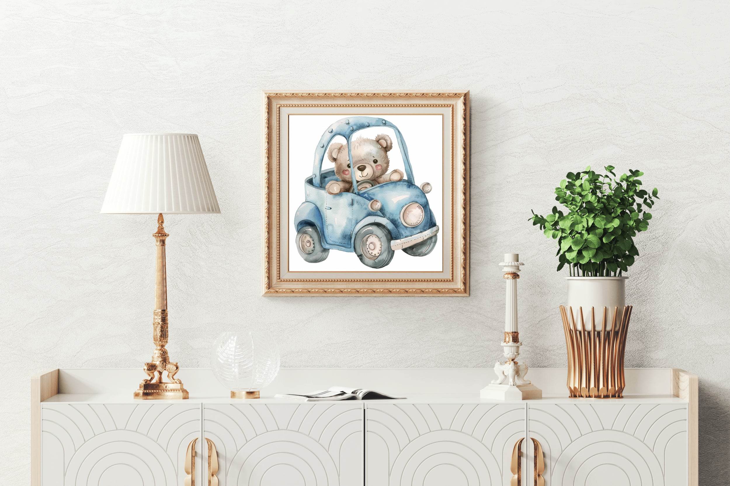 Teddy Bear Driving a Car Wall Art - beink online art store